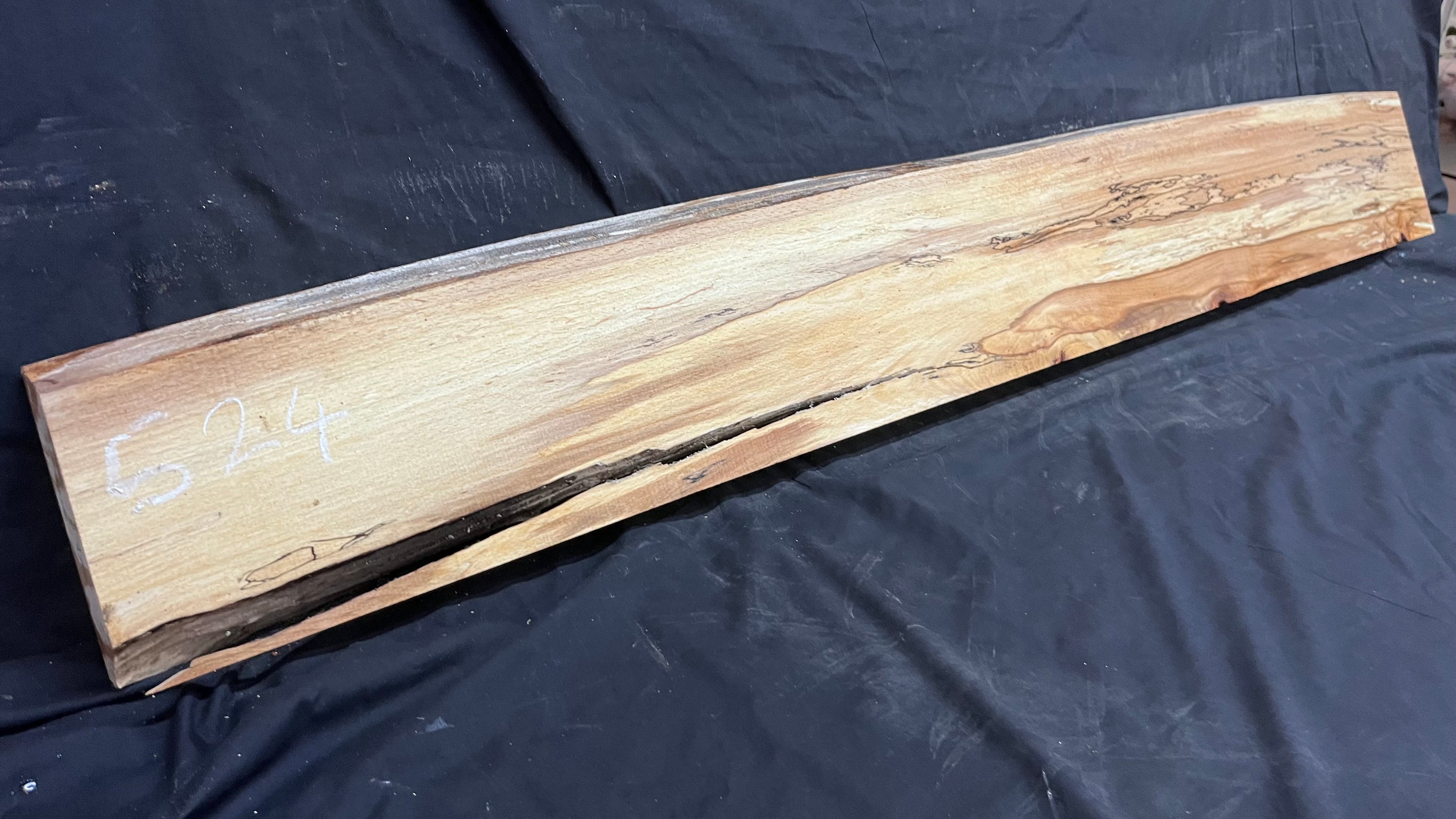 Spalted beech wood turning, tone wood, mantle 1490 L x 200 W x 46 D mm    (524)