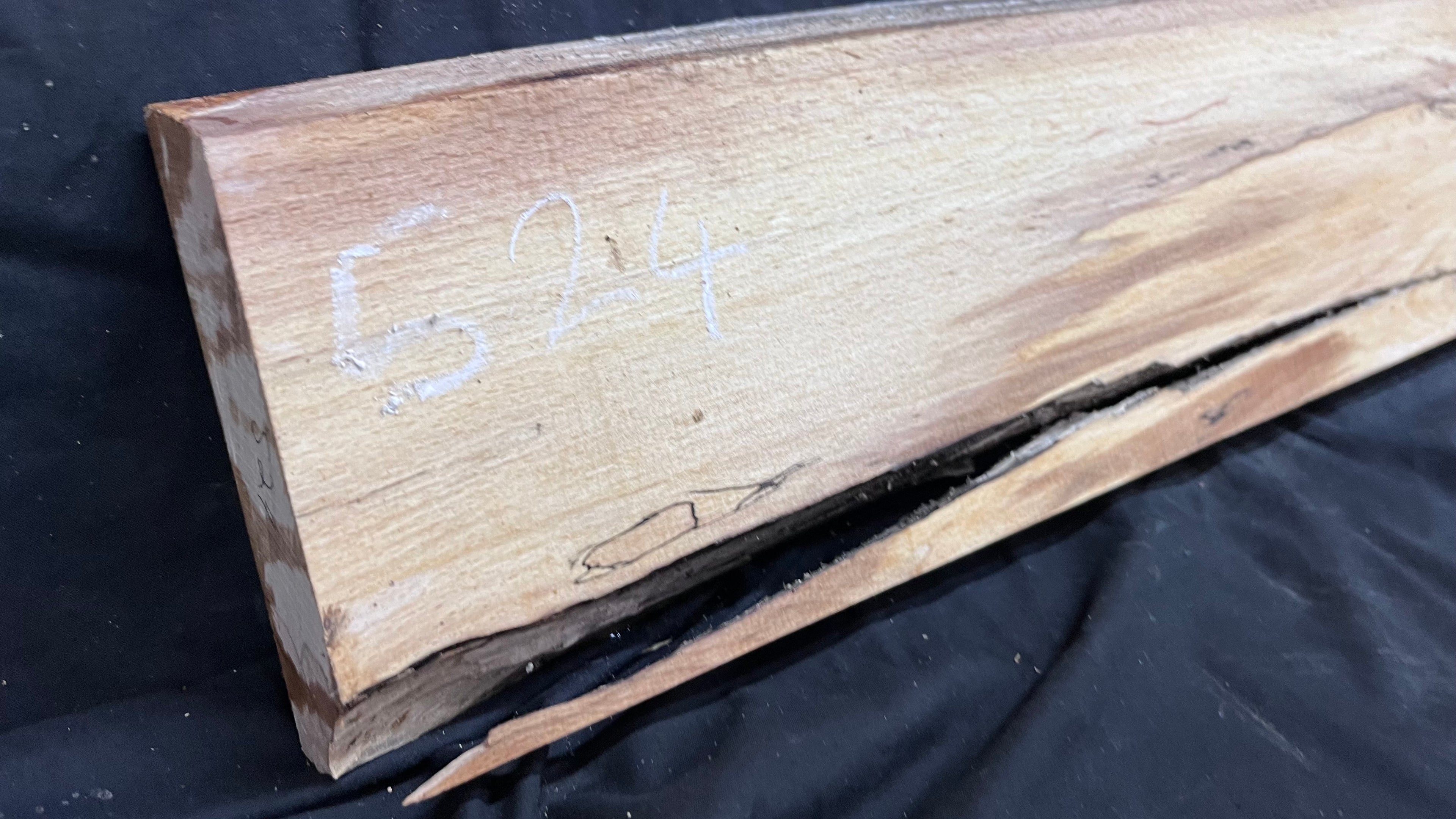 Spalted beech wood turning, tone wood, mantle 1490 L x 200 W x 46 D mm    (524)