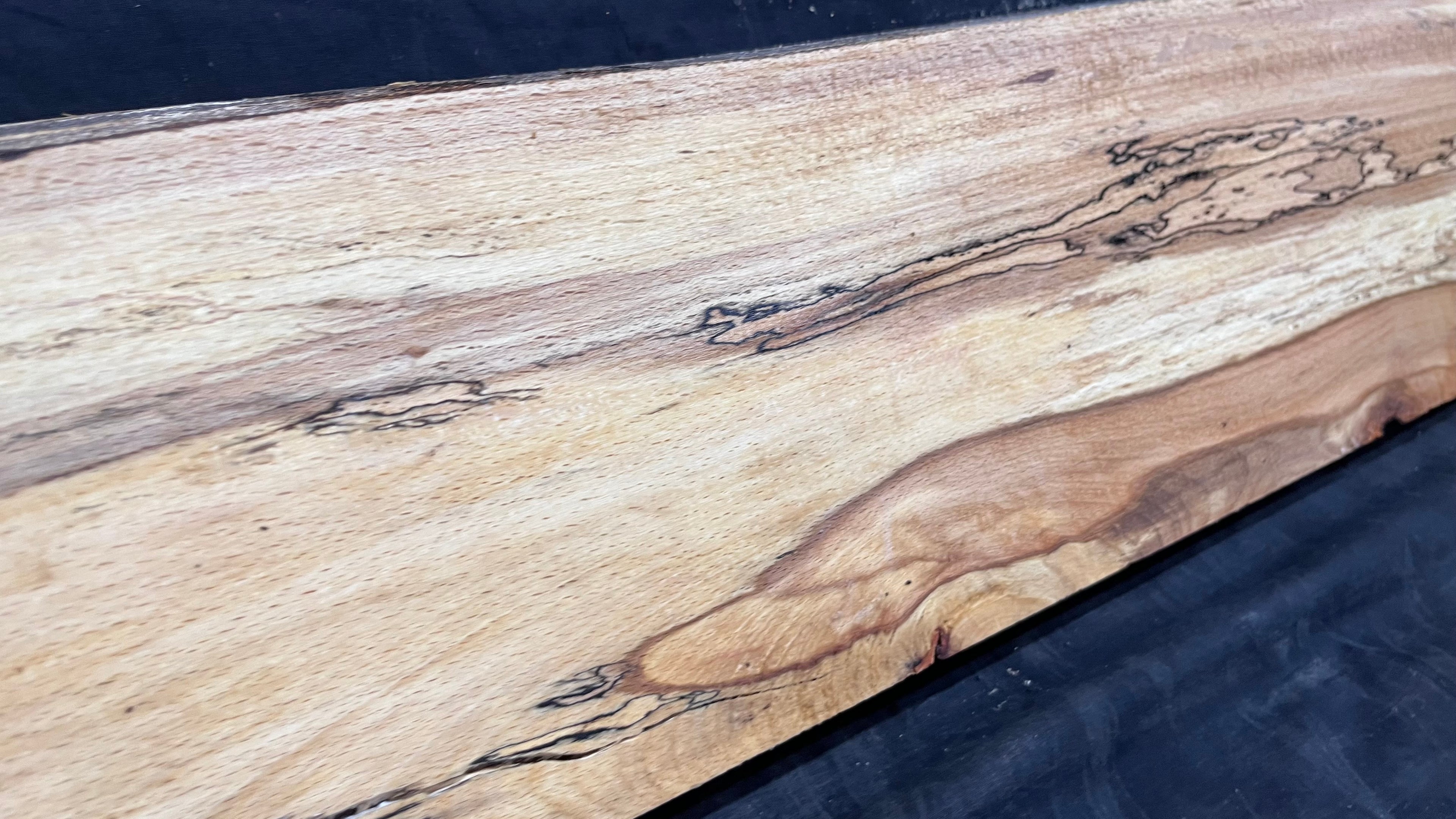 Spalted beech wood turning, tone wood, mantle 1490 L x 200 W x 46 D mm    (524)