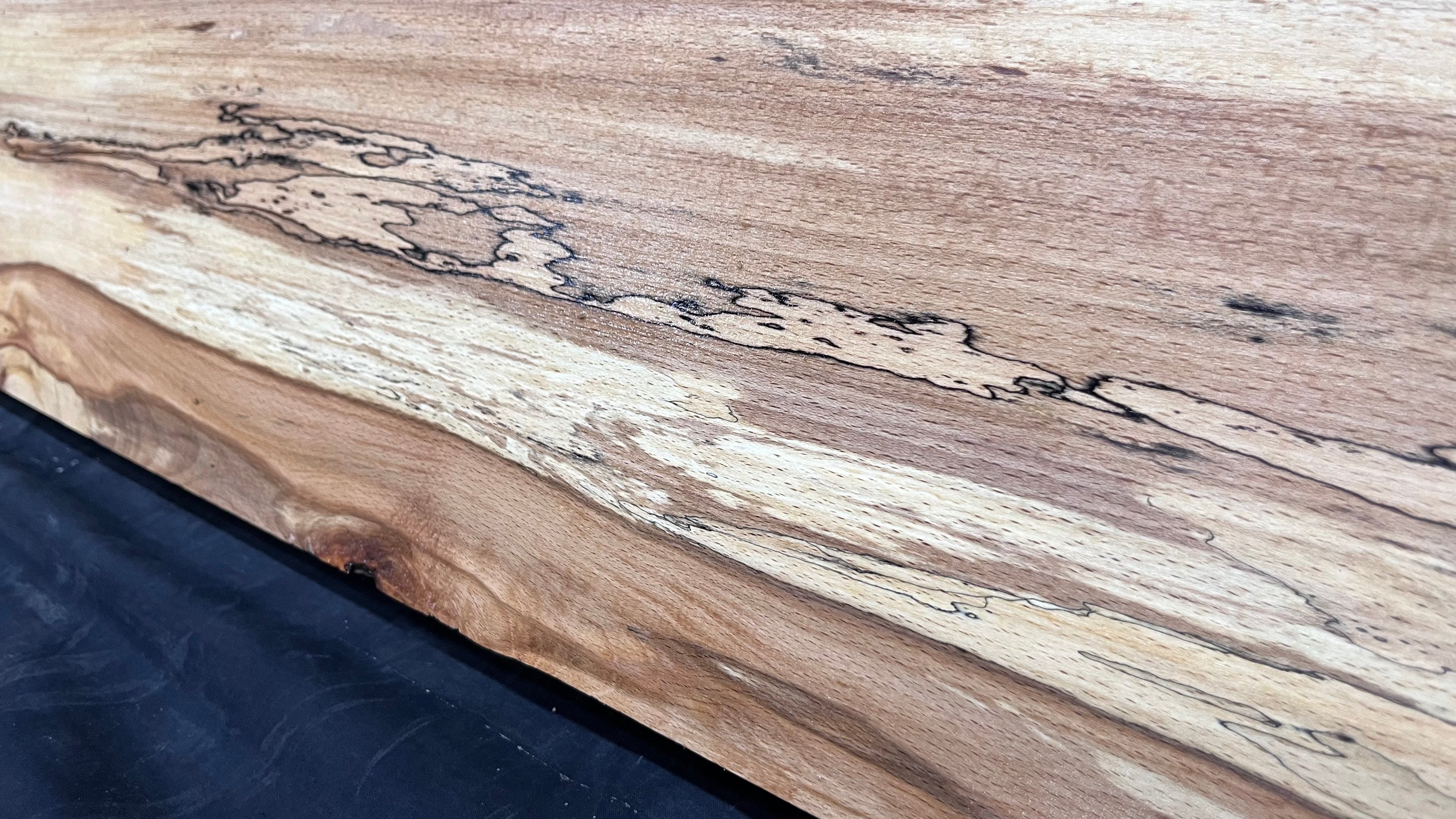Spalted beech wood turning, tone wood, mantle 1490 L x 200 W x 46 D mm    (524)