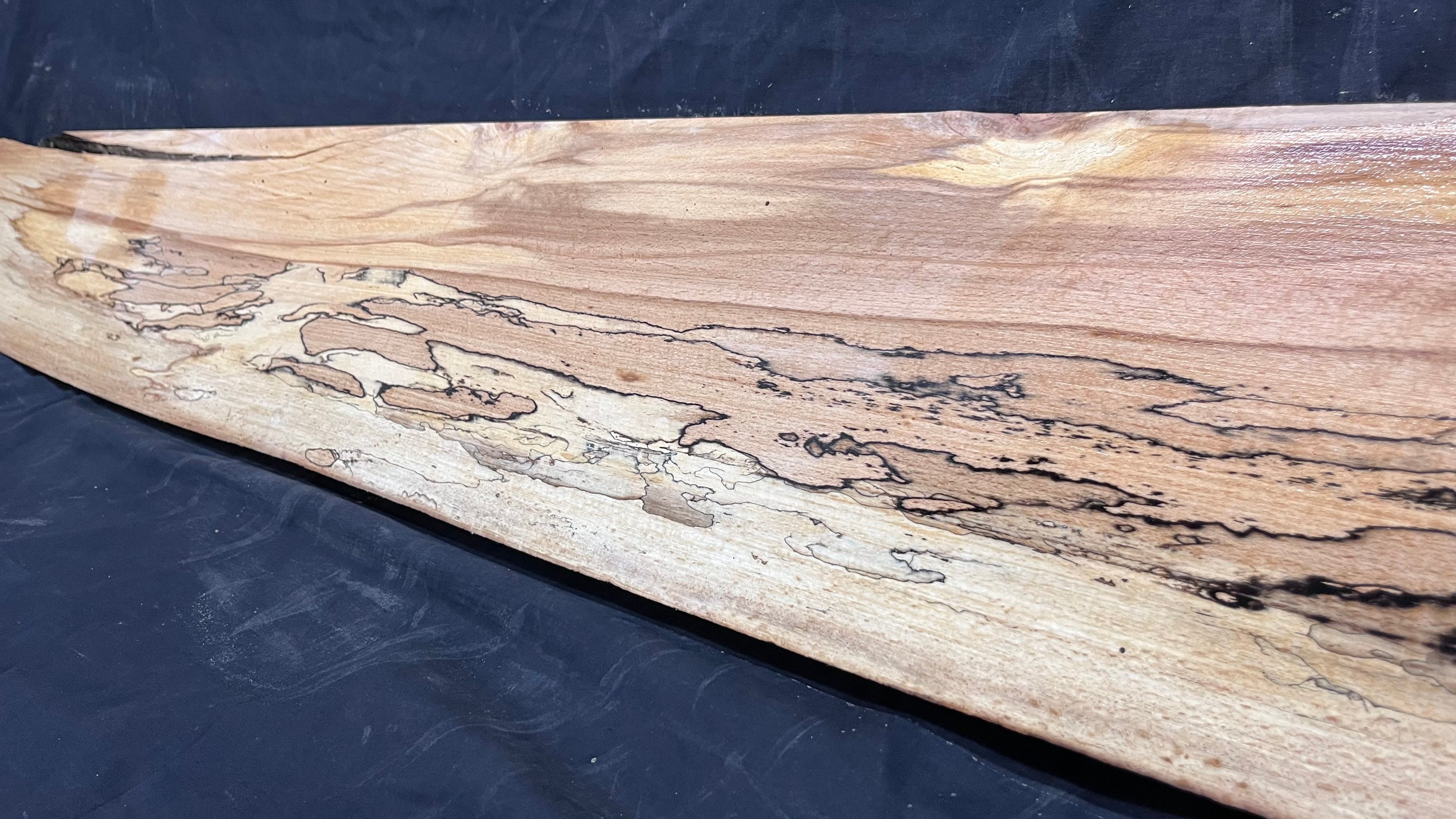 Spalted beech wood turning, tone wood, mantle 1490 L x 200 W x 46 D mm    (524)