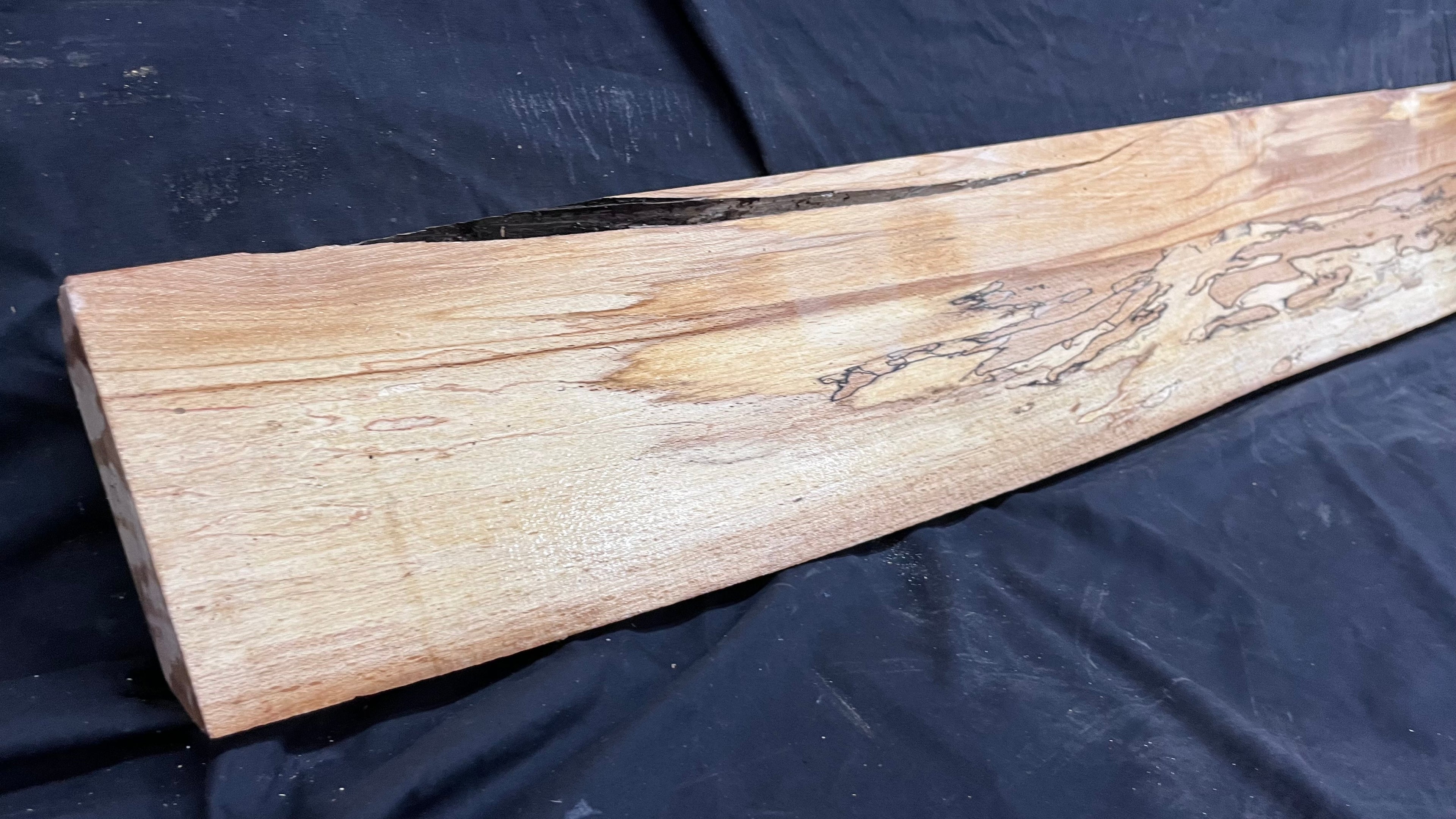 Spalted beech wood turning, tone wood, mantle 1490 L x 200 W x 46 D mm    (524)