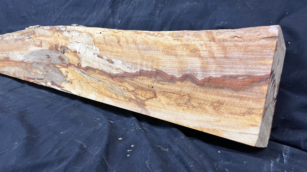 Spalted beech wood turning, tone wood, mantle 1458 L x 180 W x 47 D mm    (525)