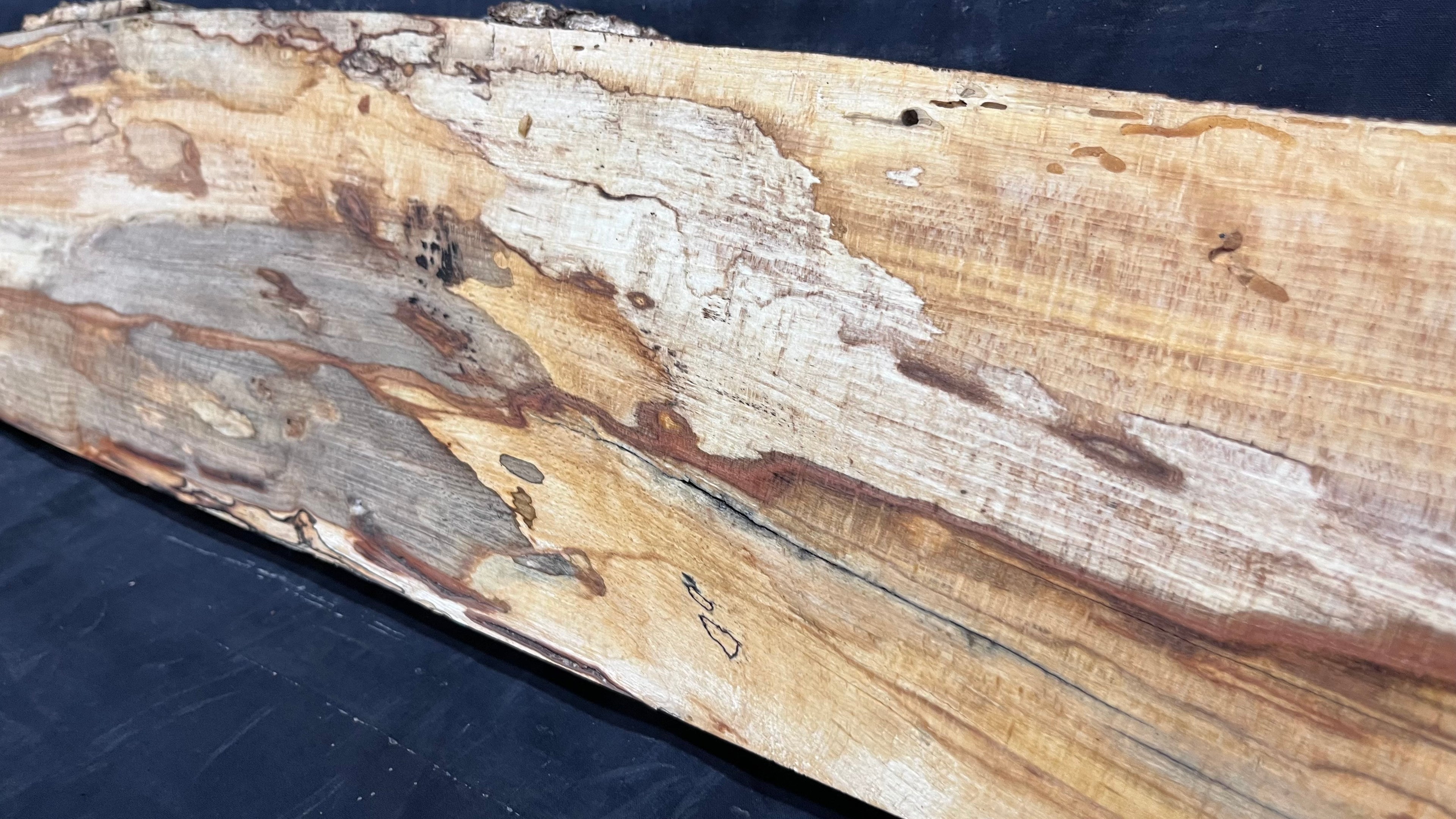 Spalted beech wood turning, tone wood, mantle 1458 L x 180 W x 47 D mm    (525)