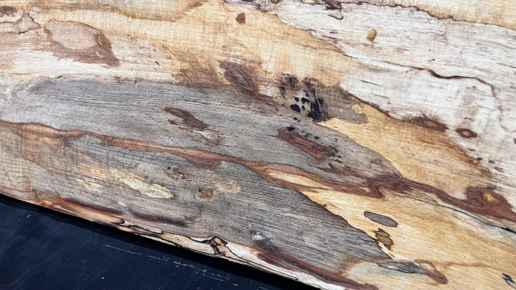 Spalted beech wood turning, tone wood, mantle 1458 L x 180 W x 47 D mm    (525)