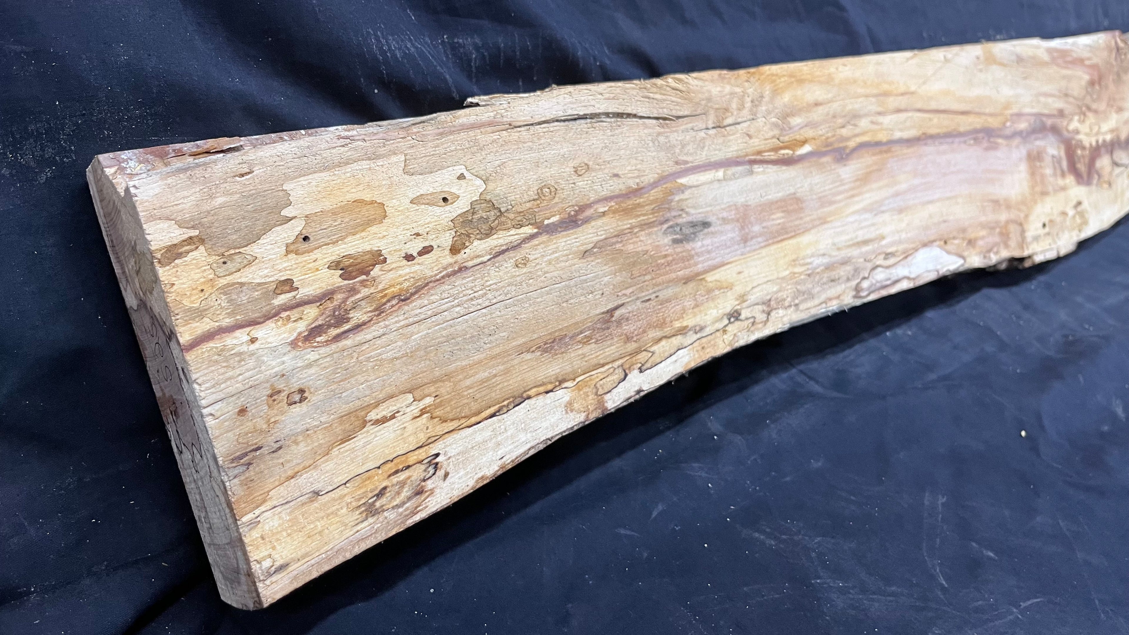 Spalted beech wood turning, tone wood, mantle 1458 L x 180 W x 47 D mm    (525)