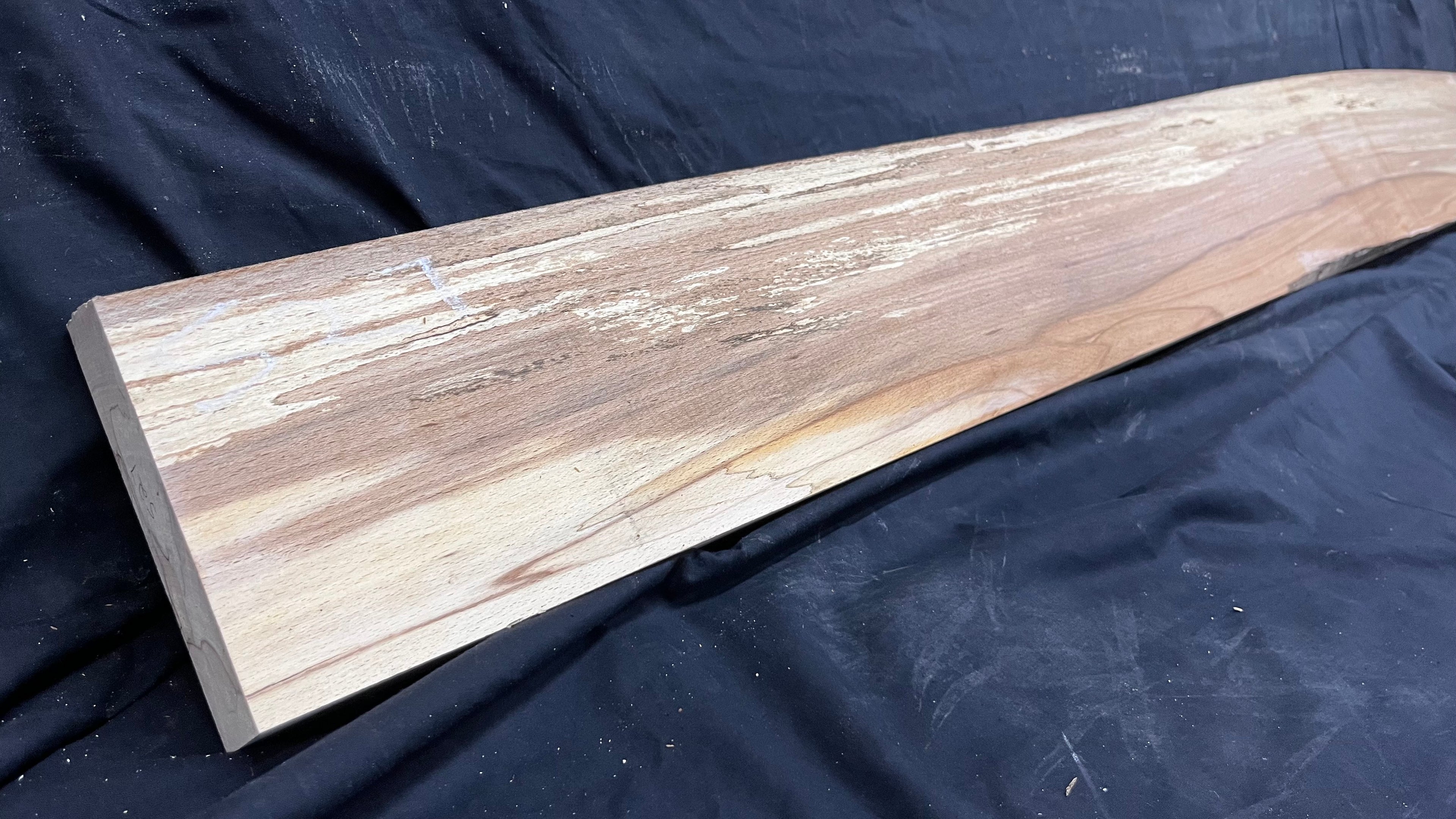 Spalted beech wood turning, tone wood, mantle 1434 L x 185 W x 47 D mm    (527)