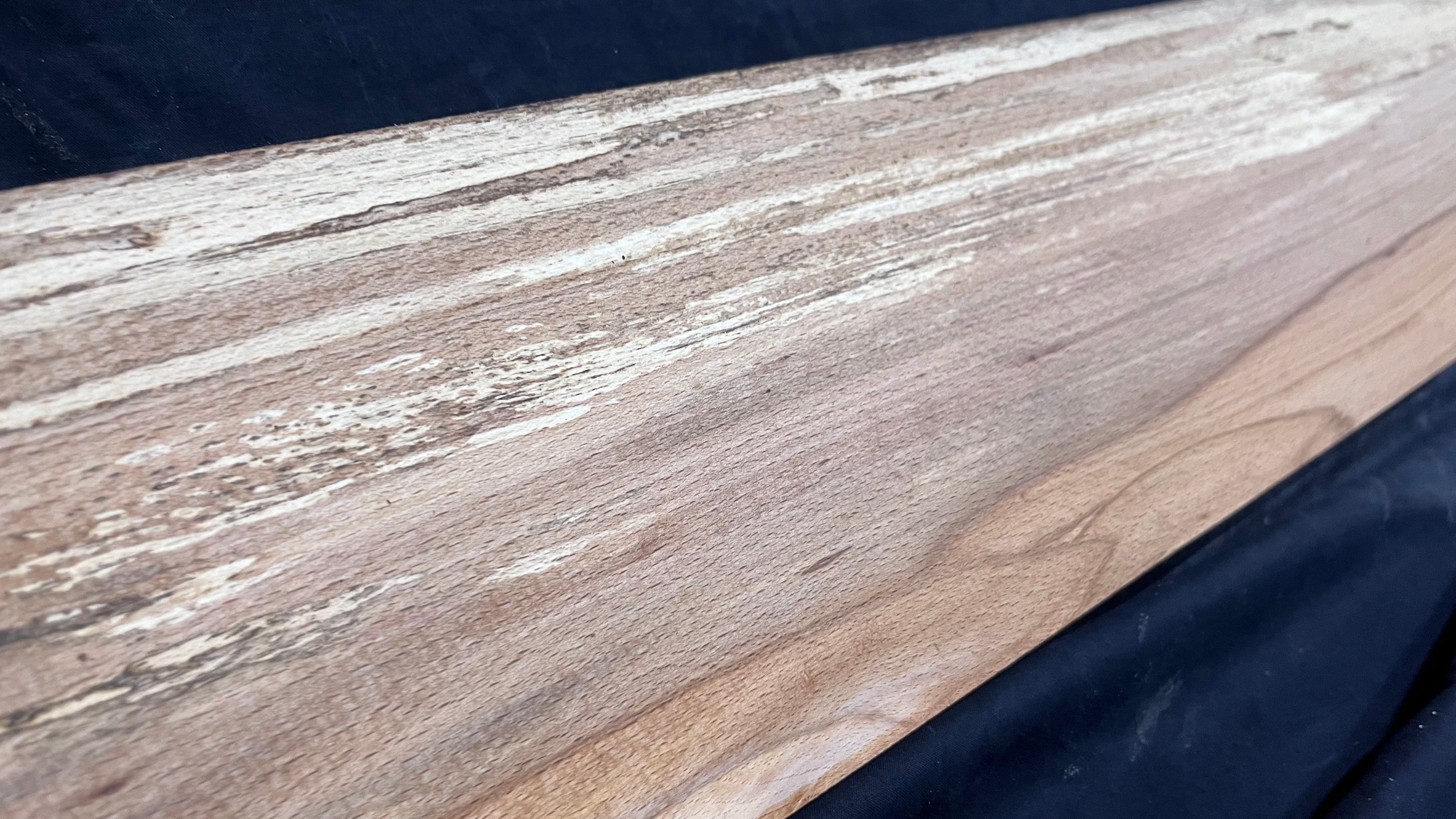 Spalted beech wood turning, tone wood, mantle 1434 L x 185 W x 47 D mm    (527)
