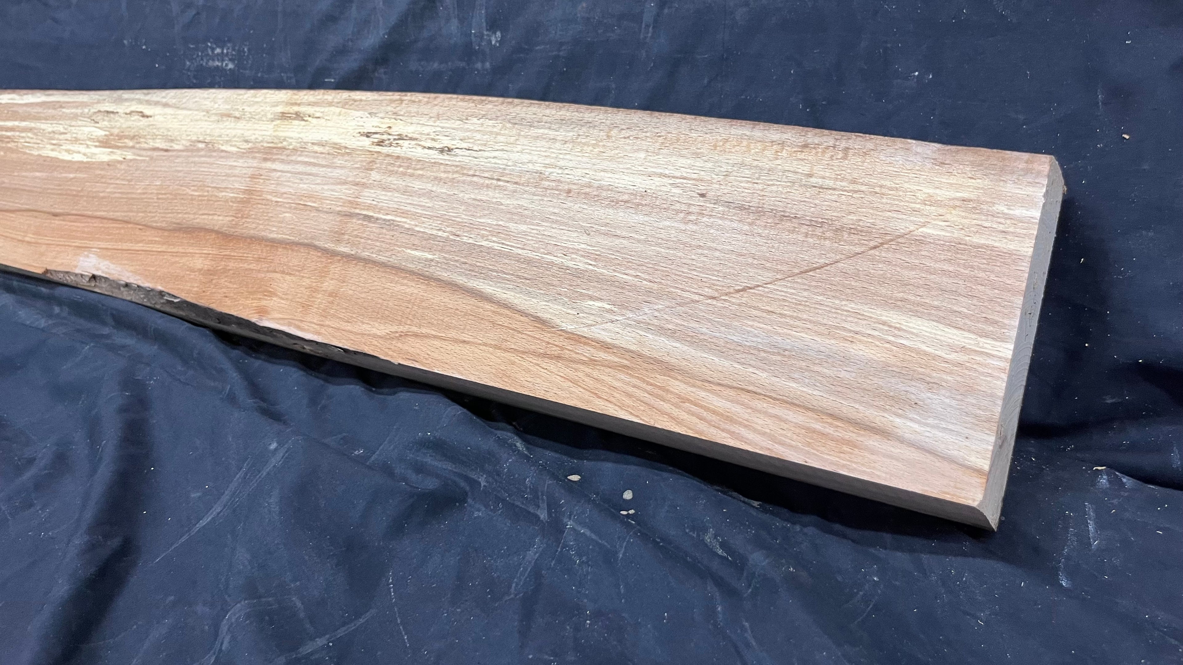 Spalted beech wood turning, tone wood, mantle 1434 L x 185 W x 47 D mm    (527)