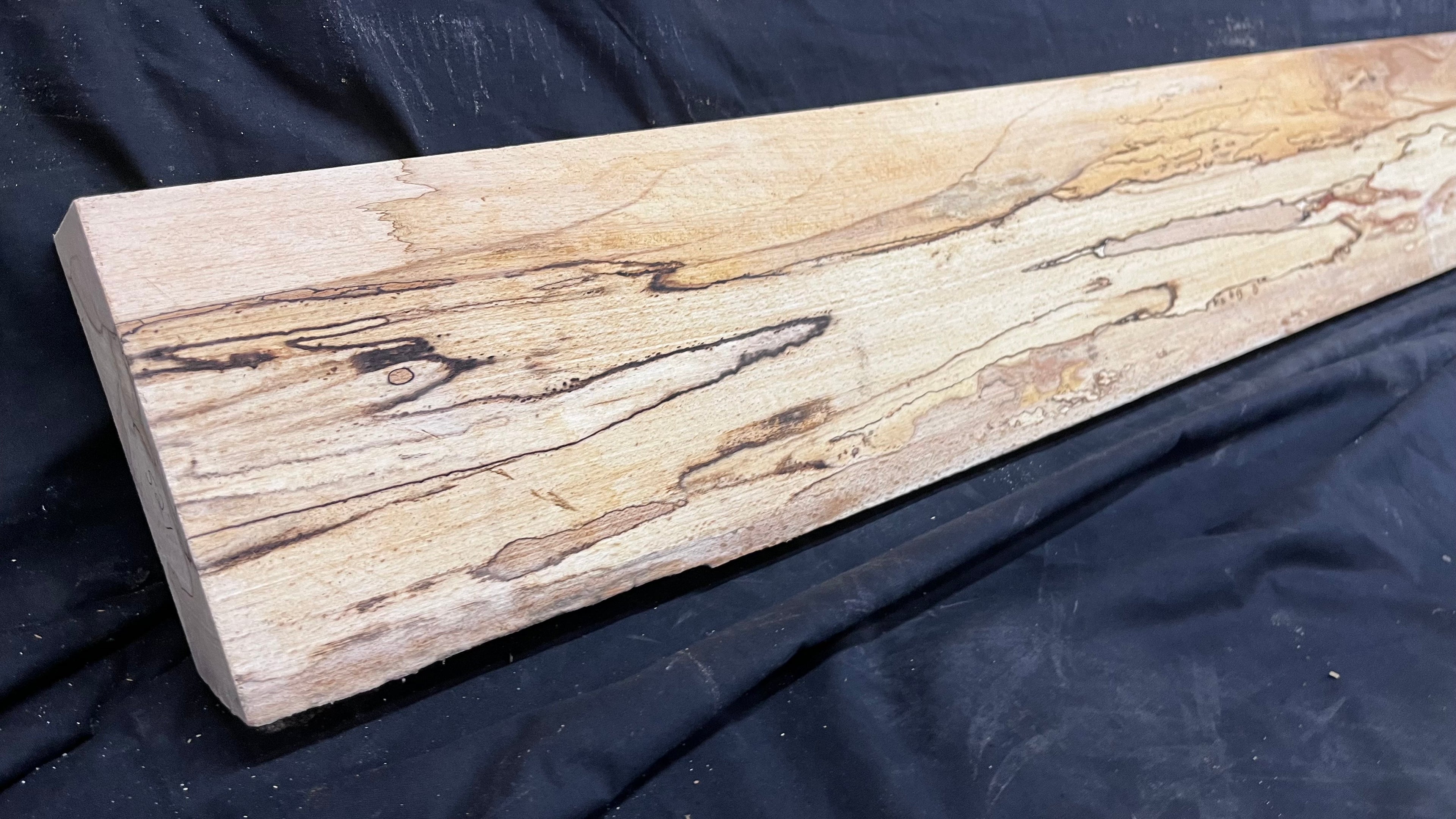 Spalted beech wood turning, tone wood, mantle 1434 L x 185 W x 47 D mm    (527)