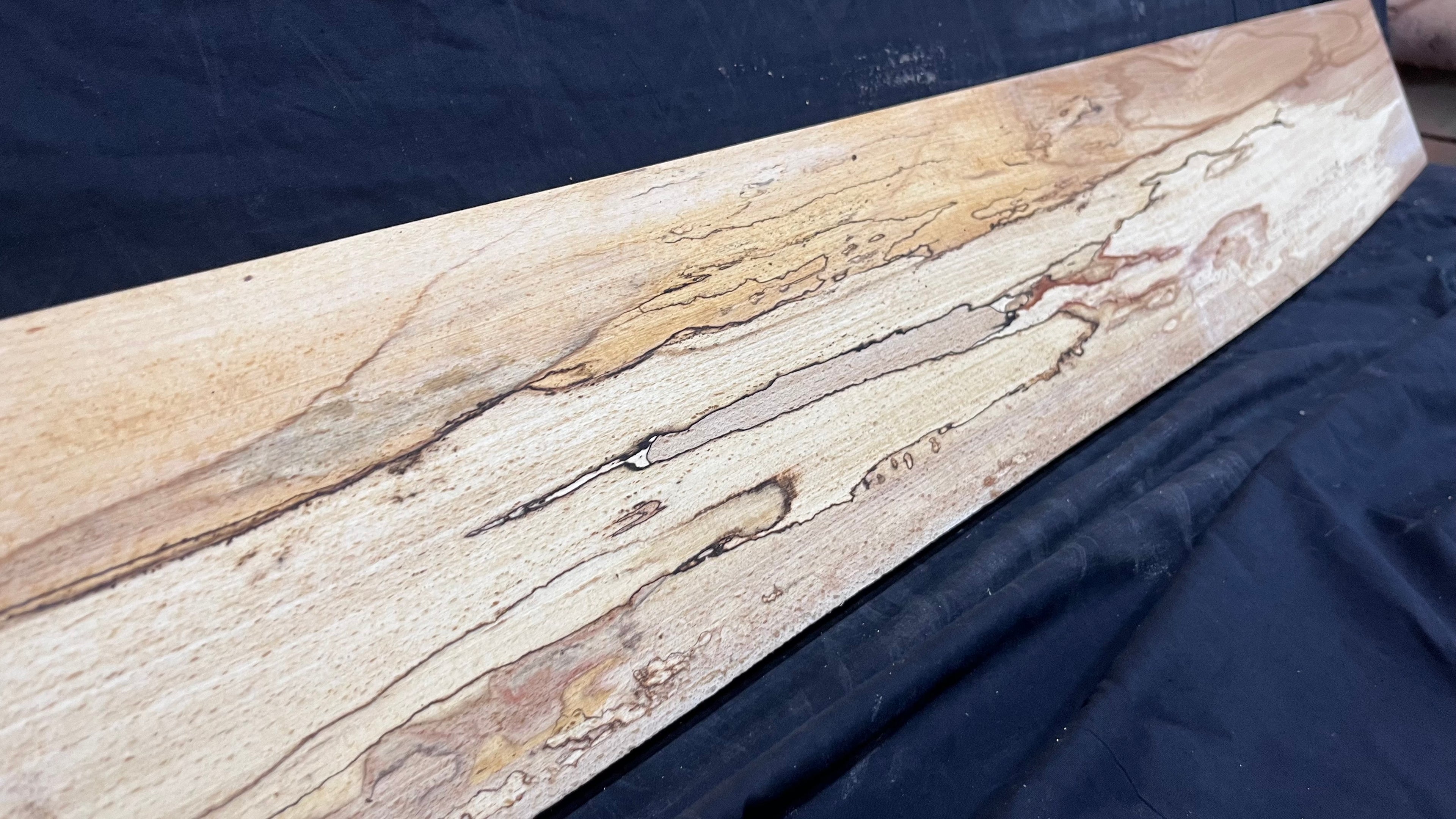 Spalted beech wood turning, tone wood, mantle 1434 L x 185 W x 47 D mm    (527)