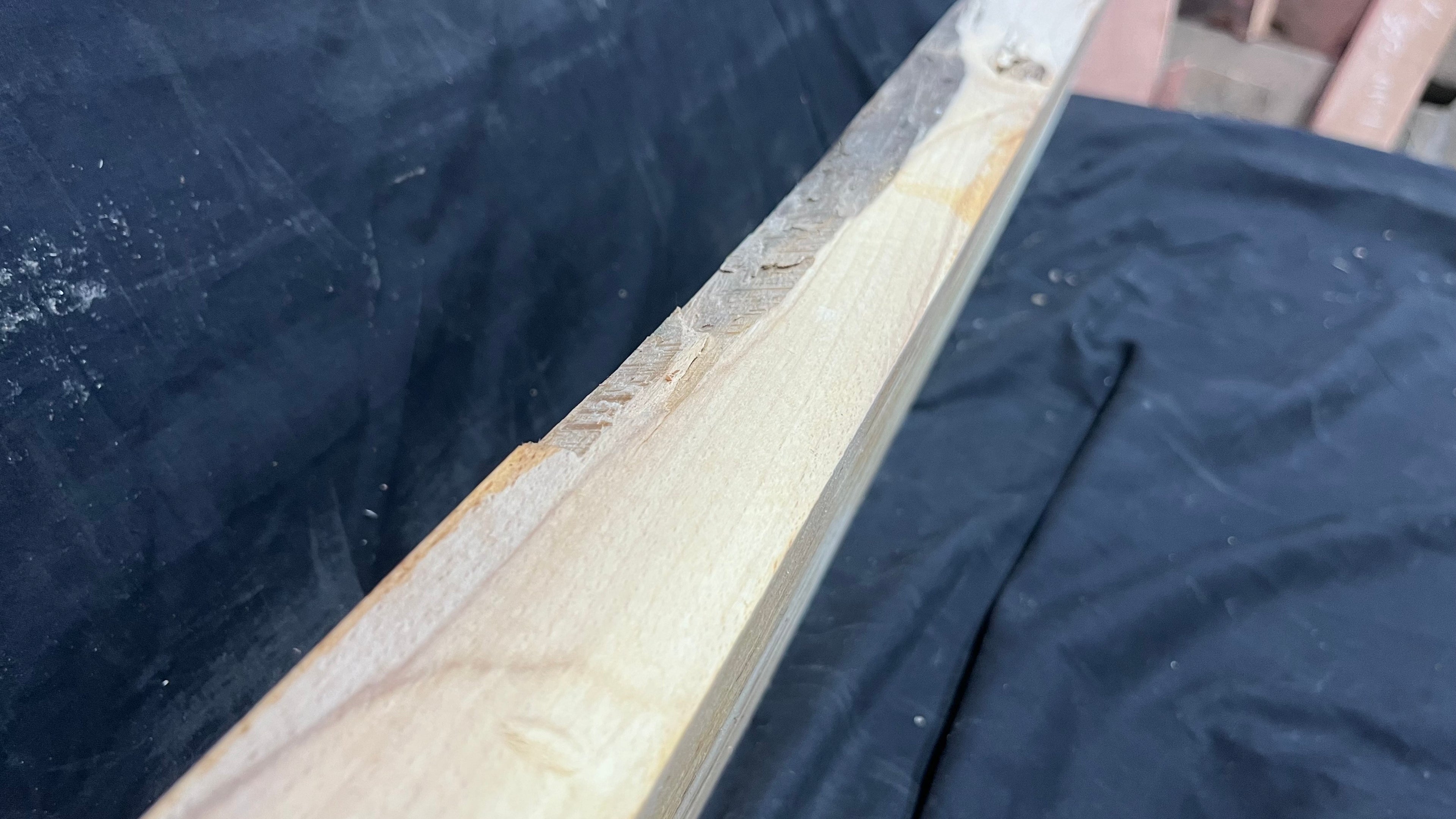 Spalted beech wood turning, tone wood, mantle 1434 L x 185 W x 47 D mm    (527)