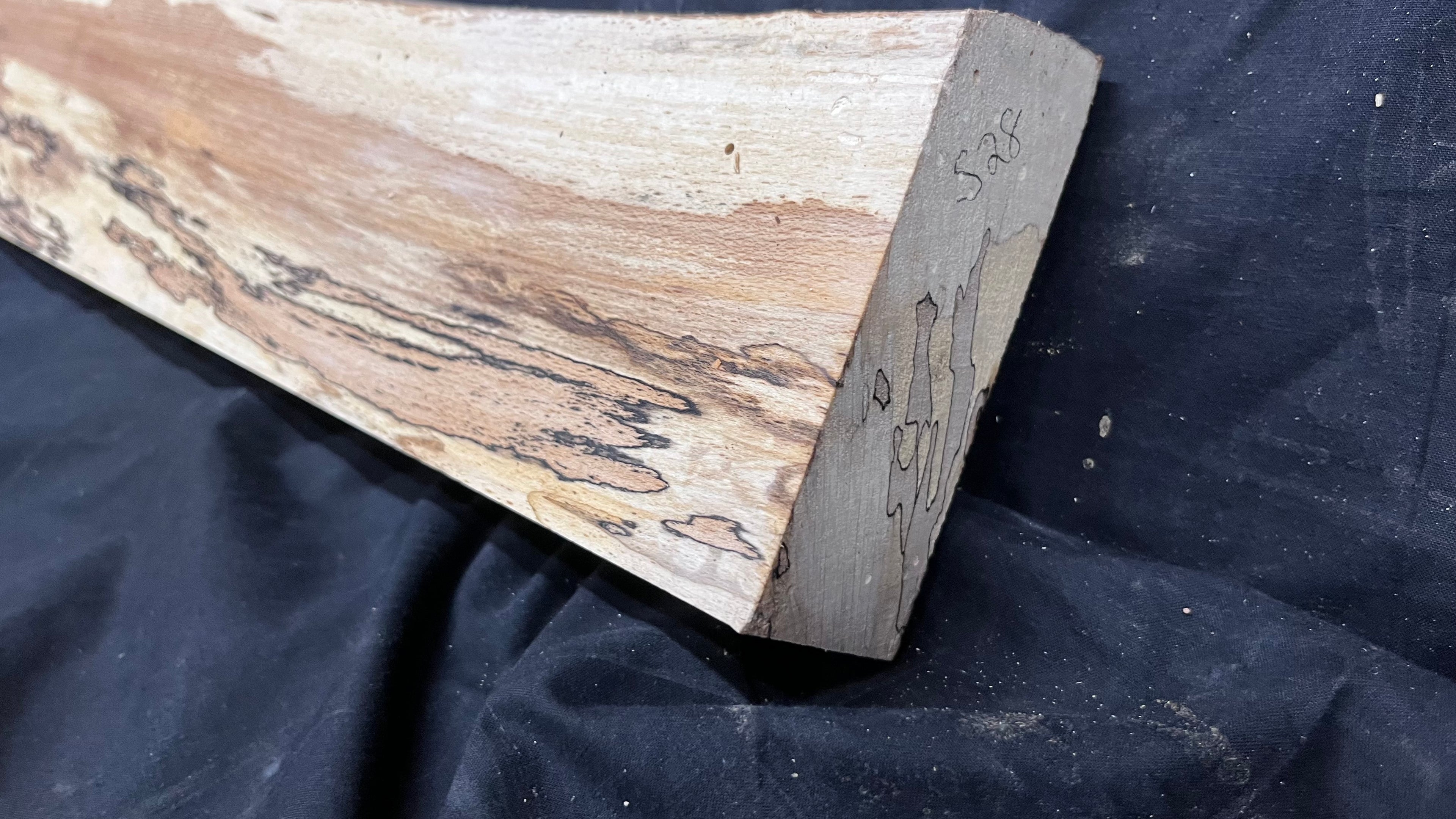 Spalted beech wood turning, tone wood, mantle 1005 L x 133 W x 49 D mm    (528)
