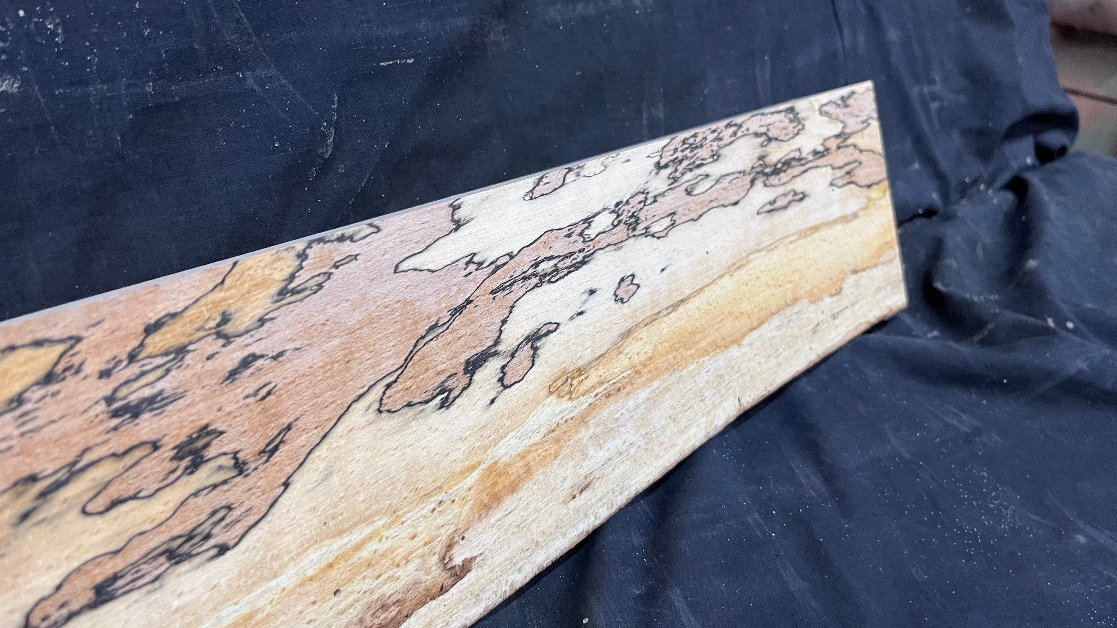 Spalted beech wood turning, tone wood, mantle 1005 L x 133 W x 49 D mm    (528)