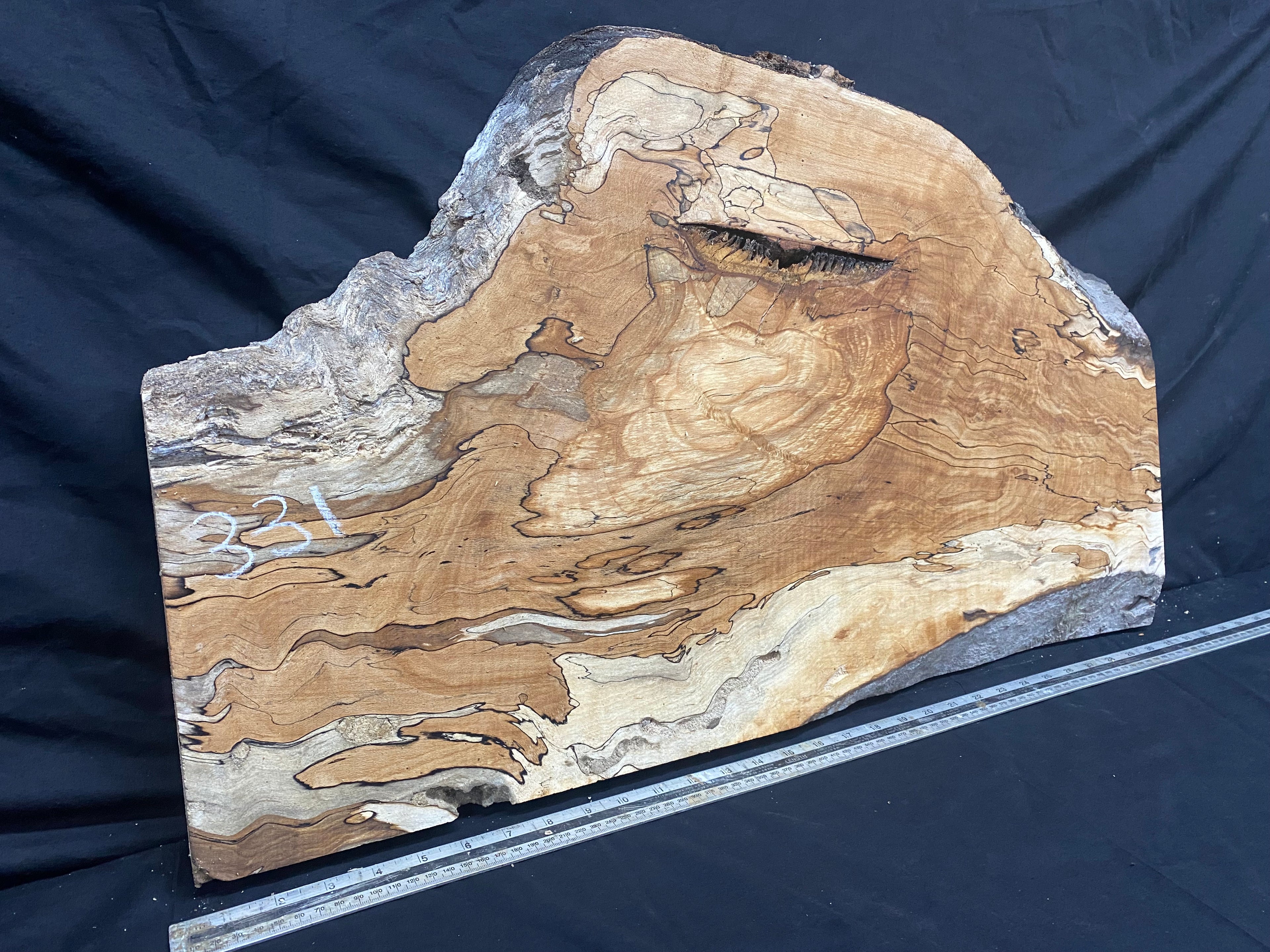 Spalted beech timber, resin table blank 783 x 482 W x 45 D mm    (331)