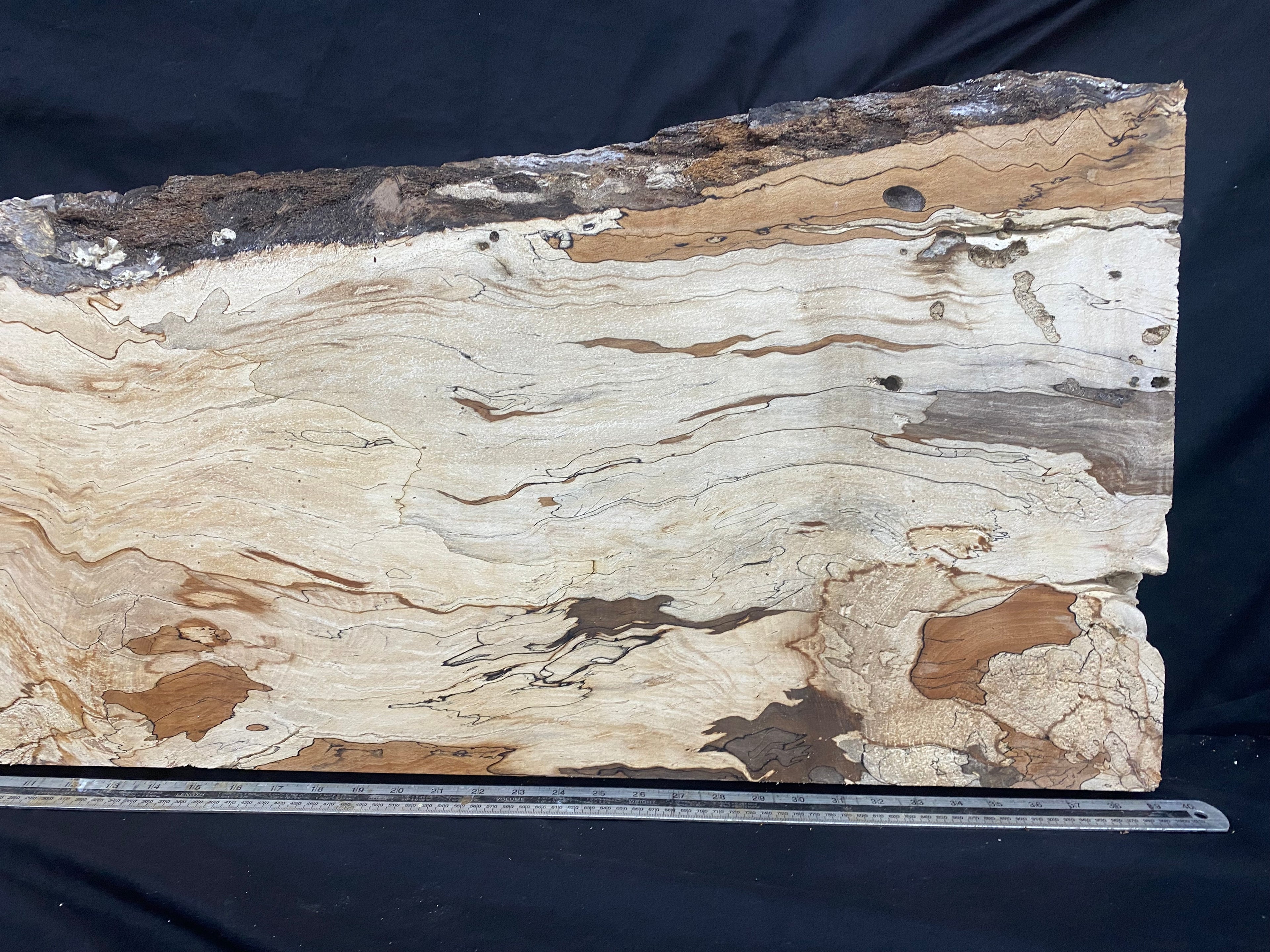 Spalted beech timber, resin table blank 976 L x 475 W x 45 D mm    (332)