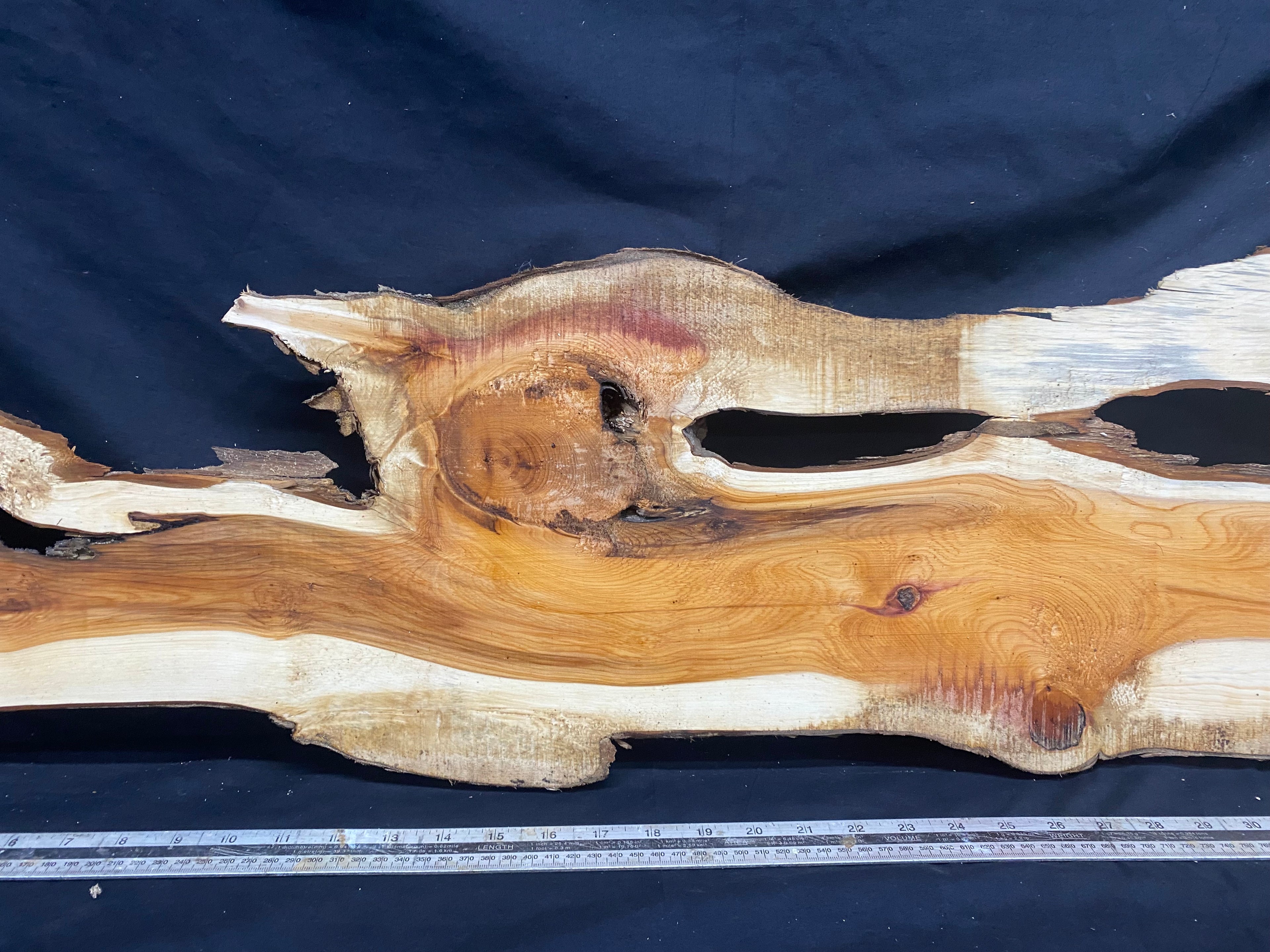 Hardwood yew, slab, resin table blank  1250 L x 304 W x 44 D mm    (334)