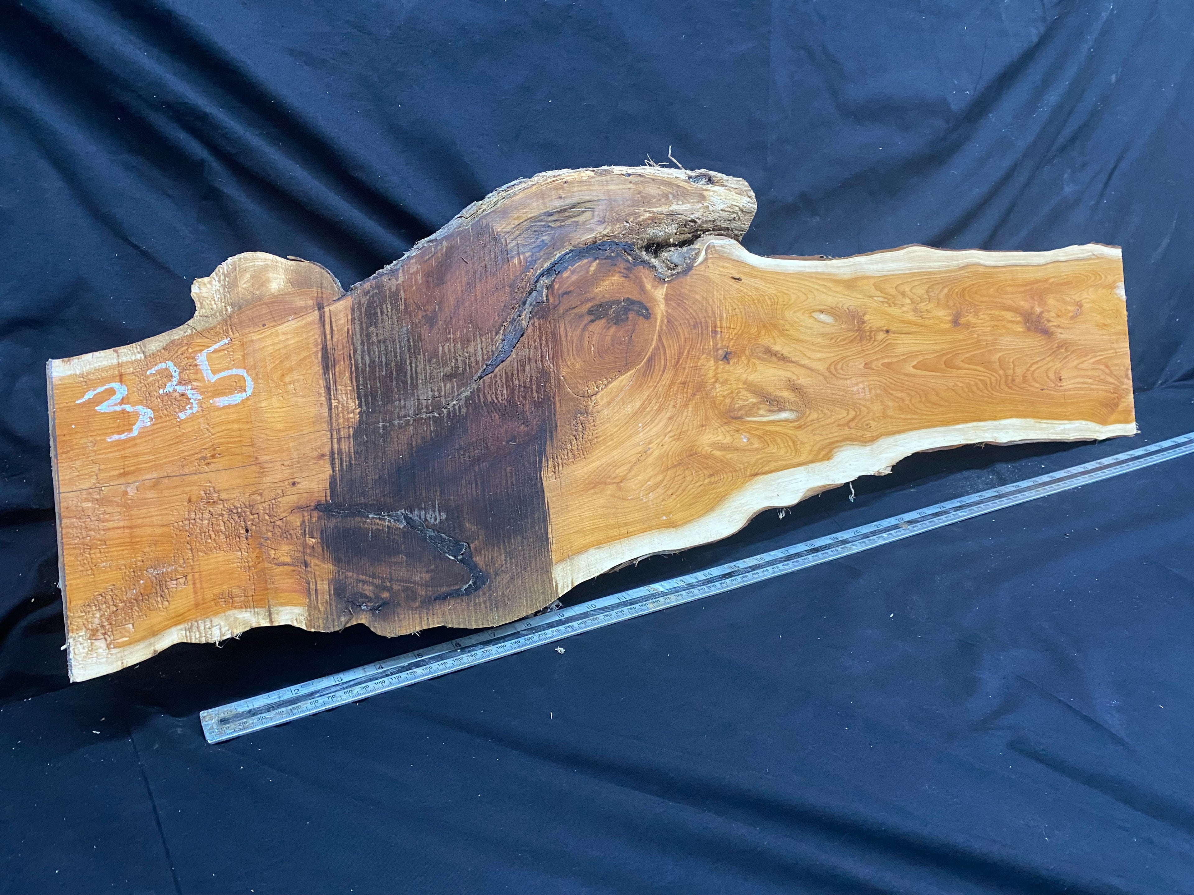 Hardwood yew, slab, resin table blank  1014 L x 280 W x 37 D mm    (335)