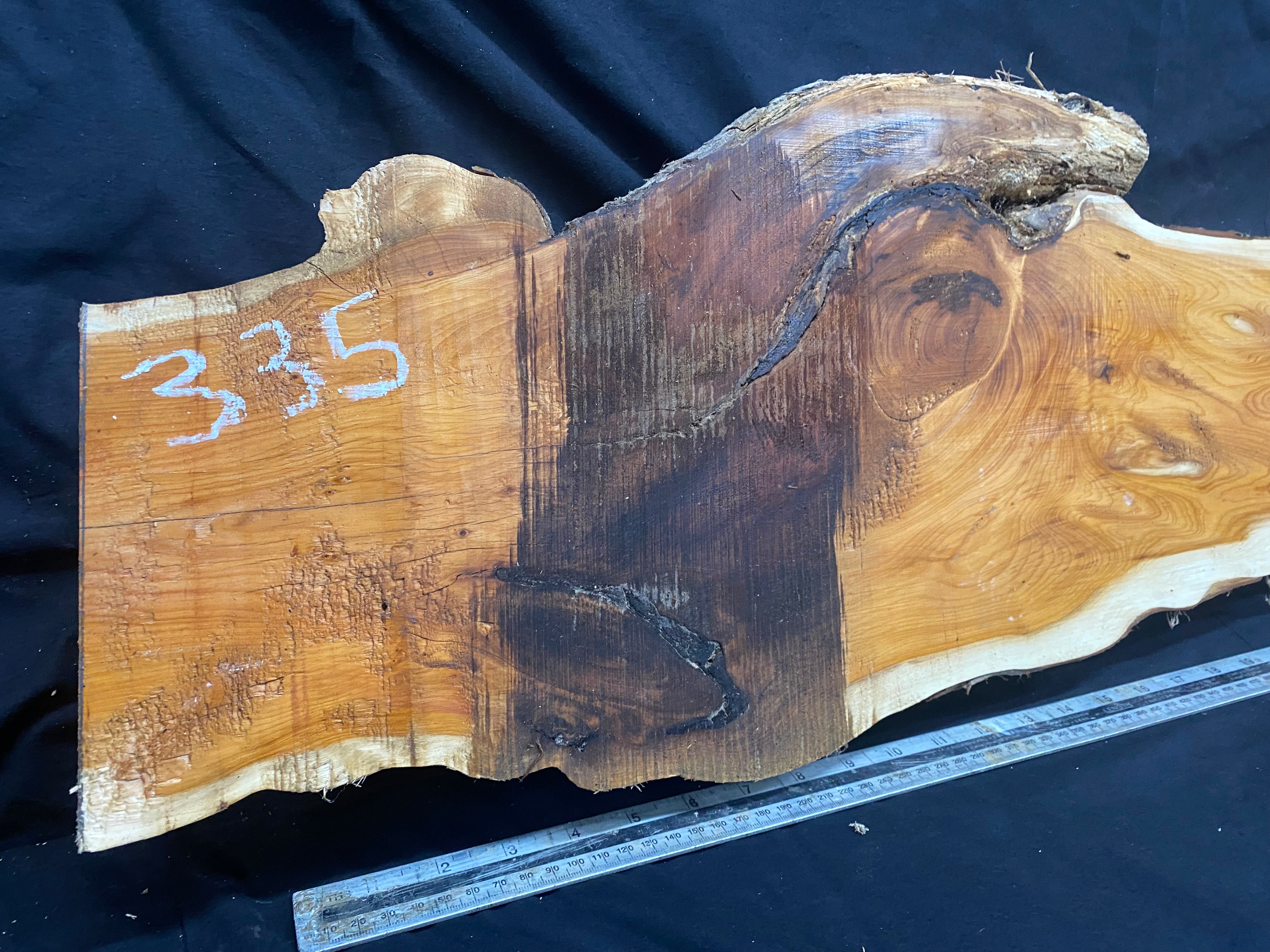 Hardwood yew, slab, resin table blank  1014 L x 280 W x 37 D mm    (335)