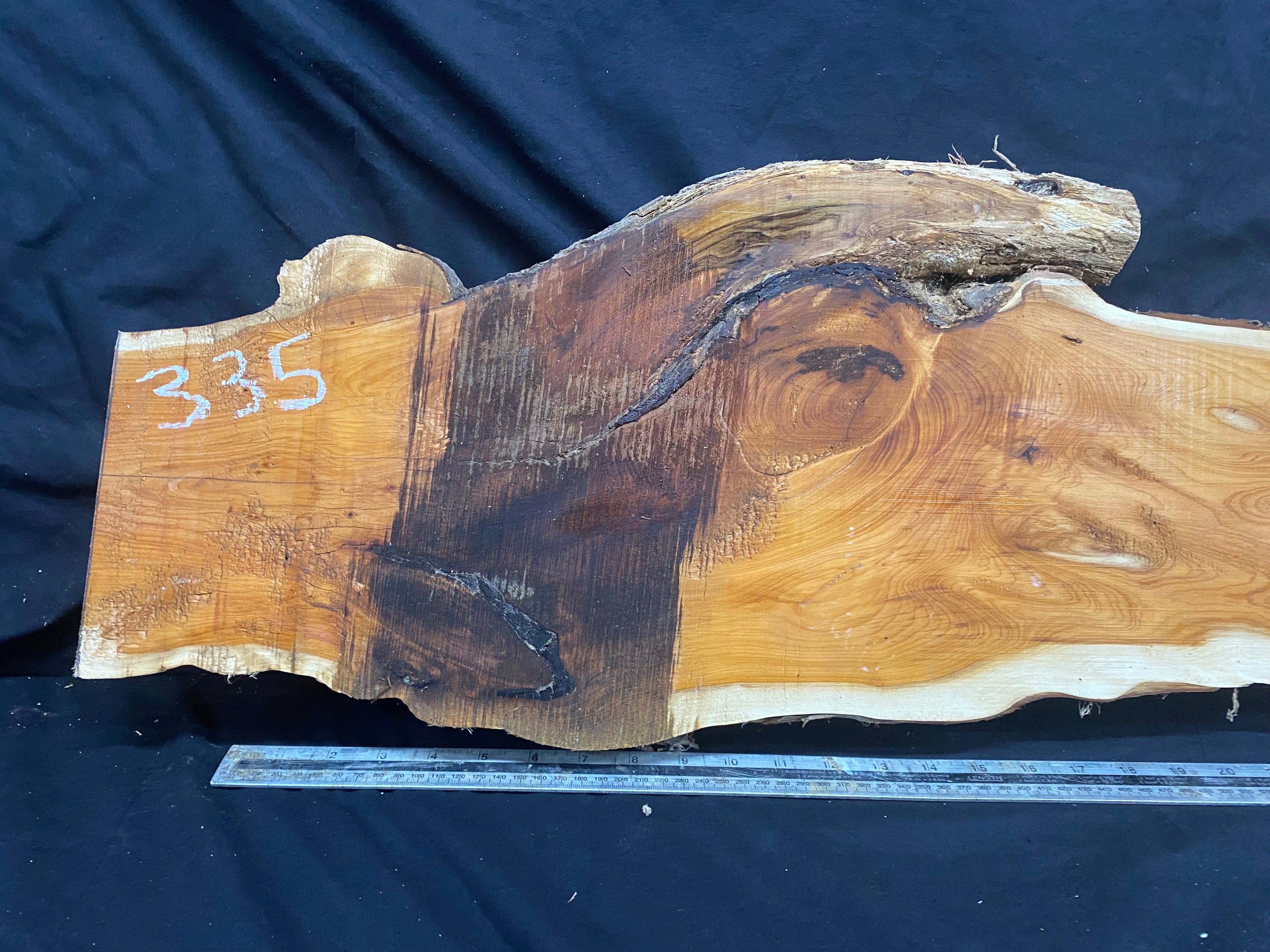 Hardwood yew, slab, resin table blank  1014 L x 280 W x 37 D mm    (335)
