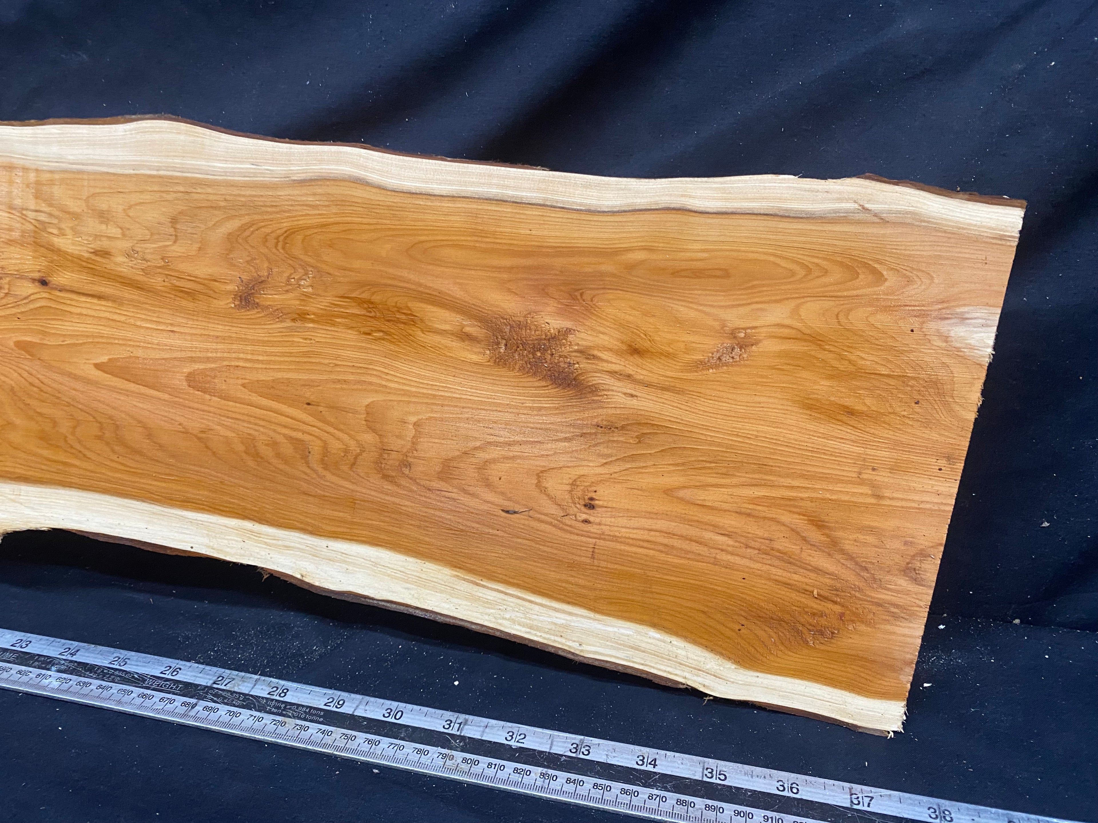 Hardwood yew, slab, resin table blank  1014 L x 280 W x 37 D mm    (335)