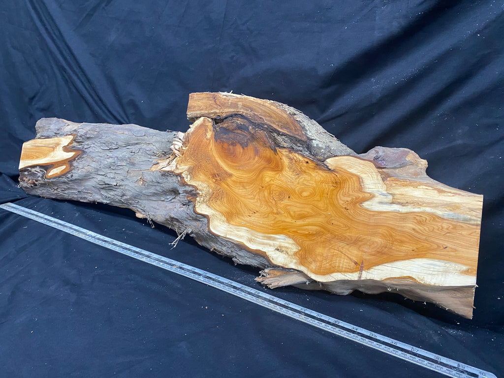 Hardwood yew, slab, resin table blank  1014 L x 280 W x 37 D mm    (335)