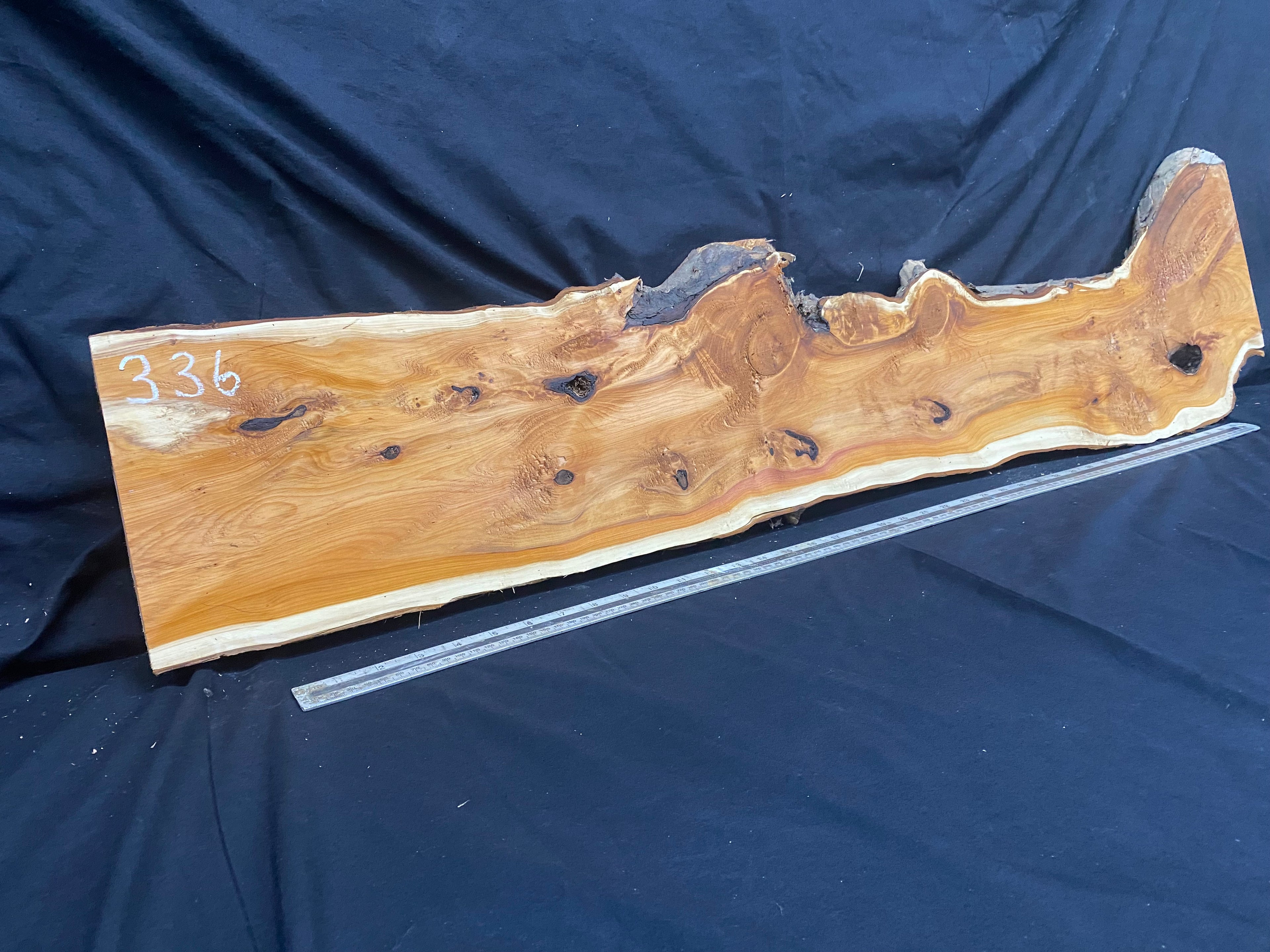 Hardwood yew, slab, resin table blank  1200 L x 275 W x 39 D mm    (336)