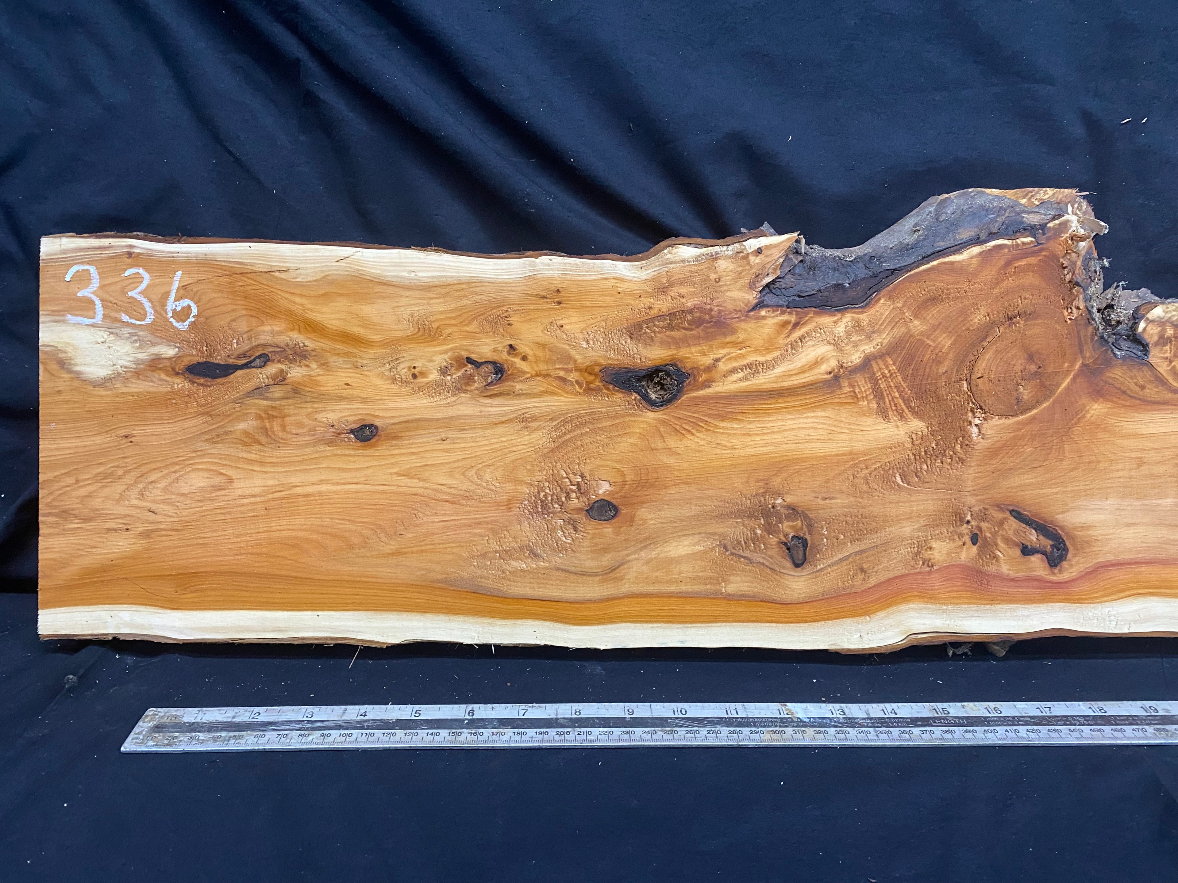 Hardwood yew, slab, resin table blank  1200 L x 275 W x 39 D mm    (336)