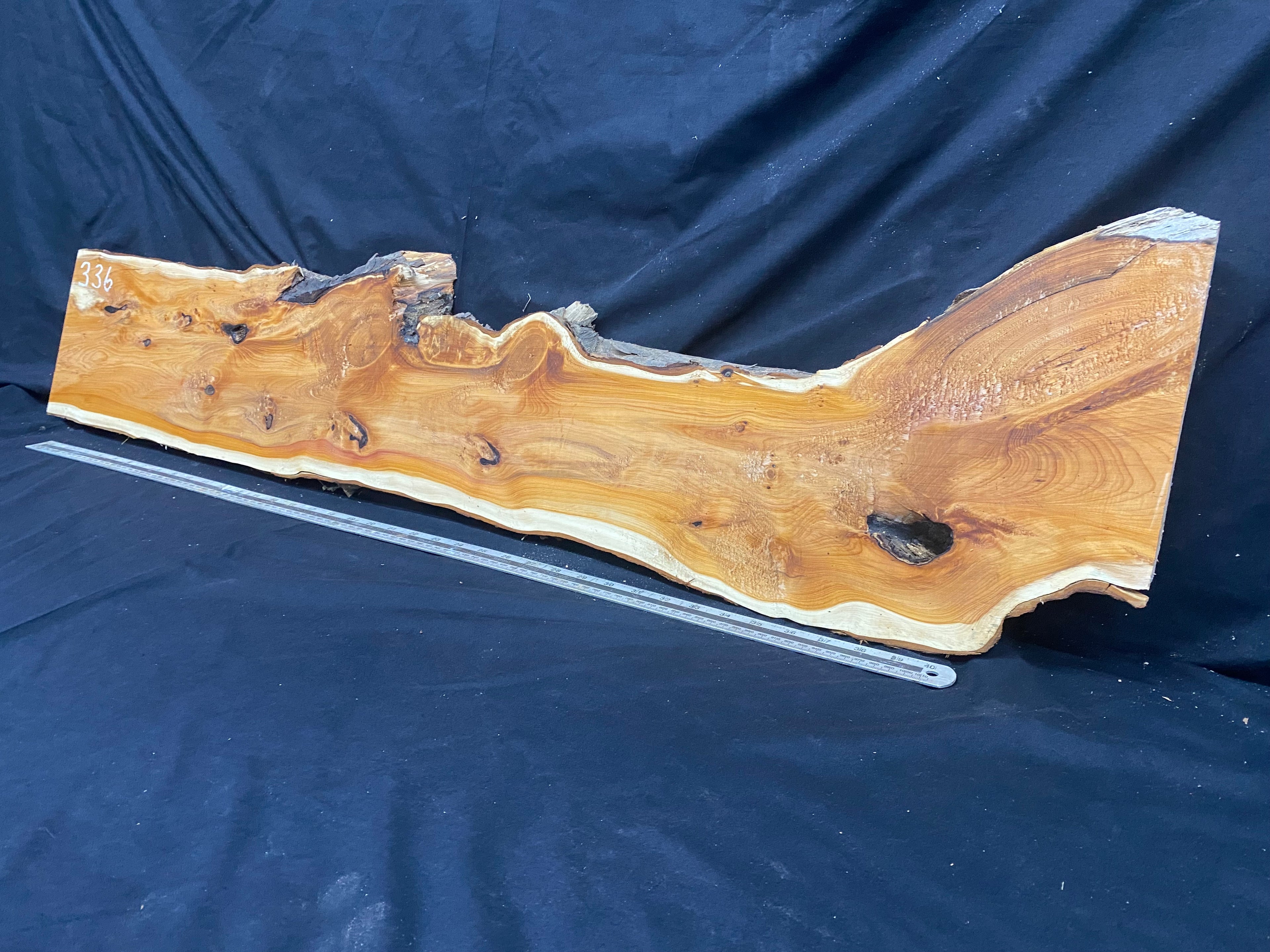 Hardwood yew, slab, resin table blank  1200 L x 275 W x 39 D mm    (336)
