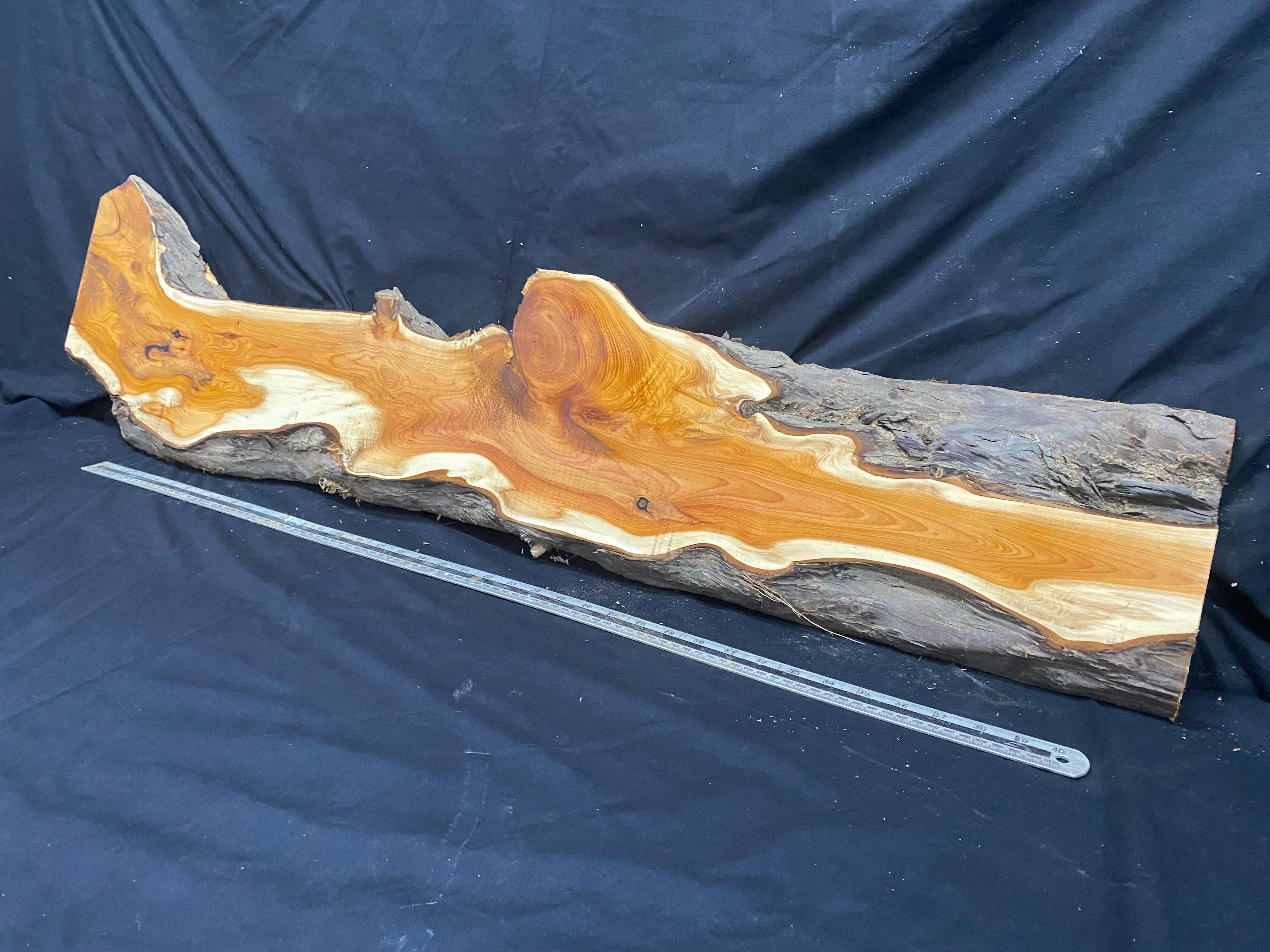 Hardwood yew, slab, resin table blank  1200 L x 275 W x 39 D mm    (336)