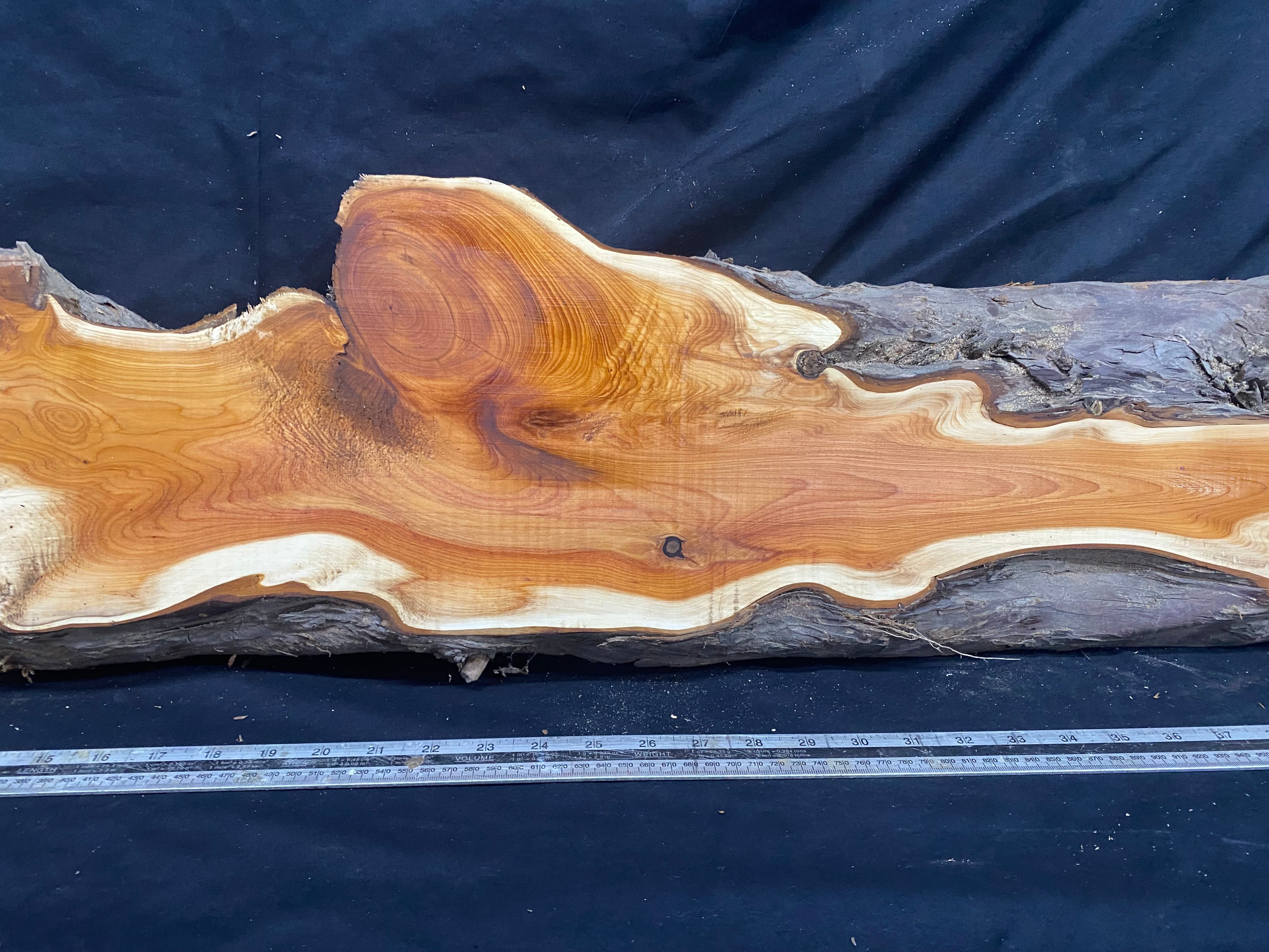 Hardwood yew, slab, resin table blank  1200 L x 275 W x 39 D mm    (336)