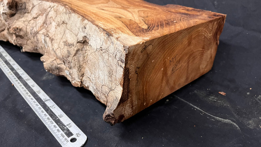 Reclaimed burr elm rustic mantle piece, 1233  L x 279 W x 98 D mm    (mt651)