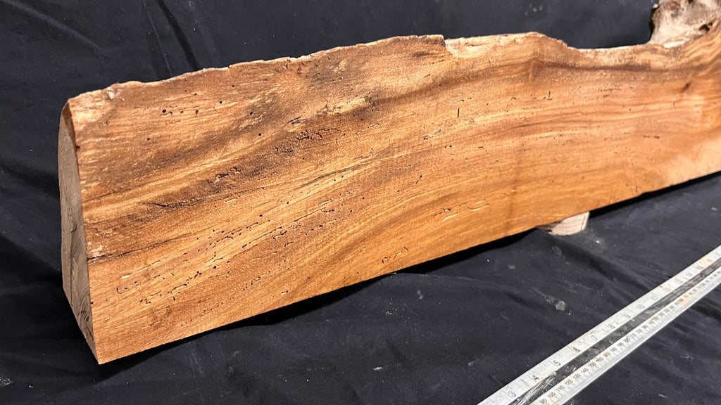Reclaimed burr elm rustic mantle piece, 1233  L x 279 W x 98 D mm    (mt651)