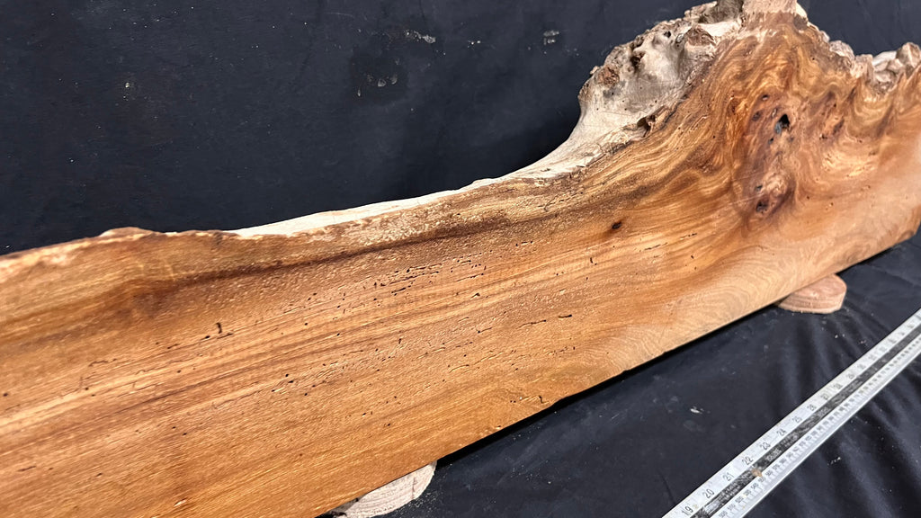 Reclaimed burr elm rustic mantle piece, 1233  L x 279 W x 98 D mm    (mt651)
