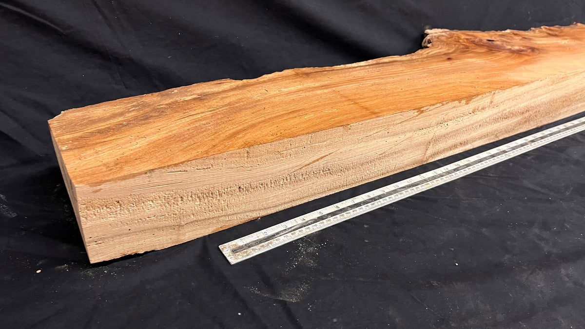 Reclaimed burr elm rustic mantle piece, 1233  L x 279 W x 98 D mm    (mt651)