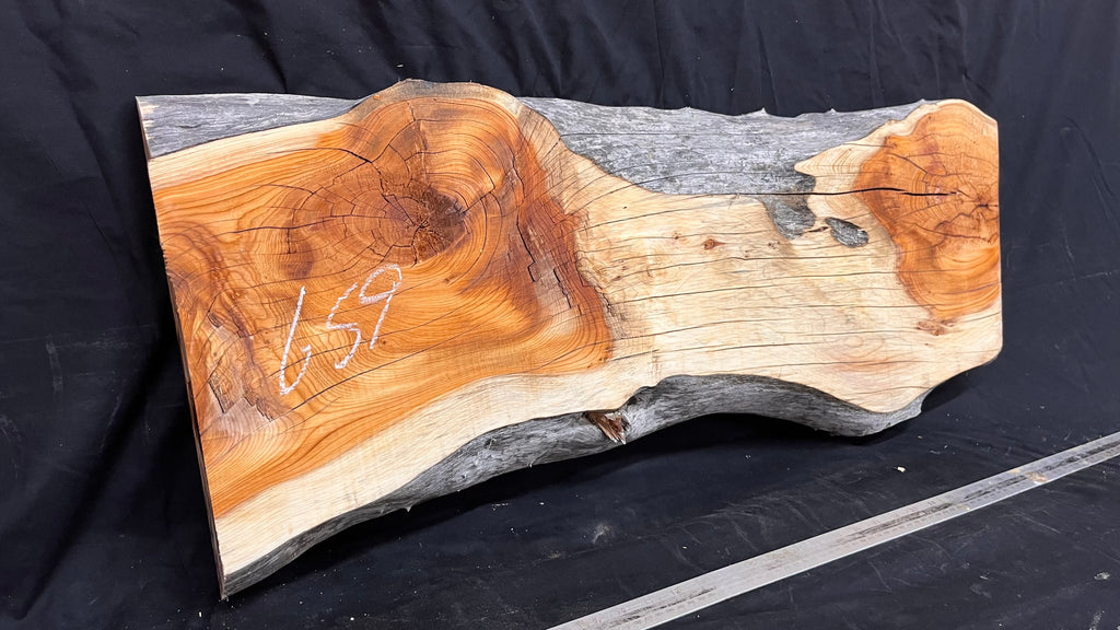 Coffee table top yew, slab, board 837 L x 362 W x 65 D mm    (659)
