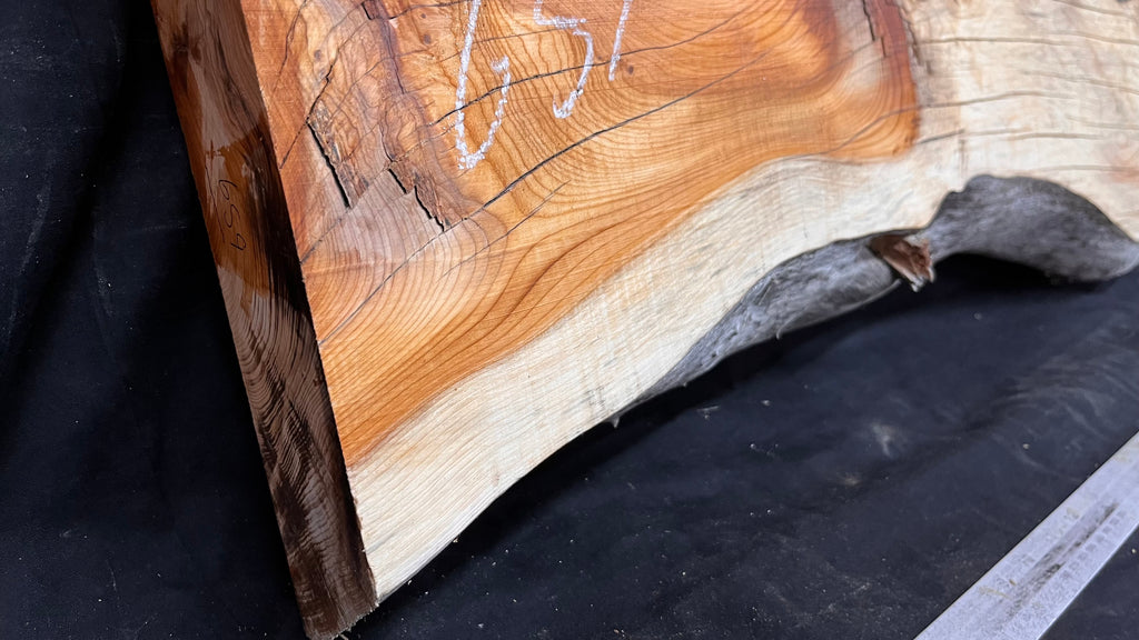 Coffee table top yew, slab, board 837 L x 362 W x 65 D mm    (659)