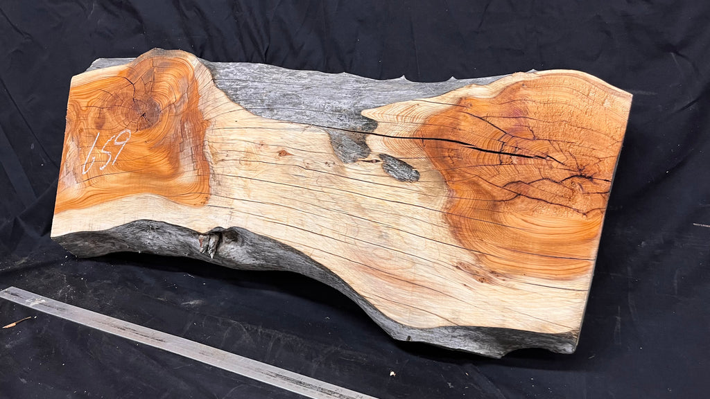 Coffee table top yew, slab, board 837 L x 362 W x 65 D mm    (659)