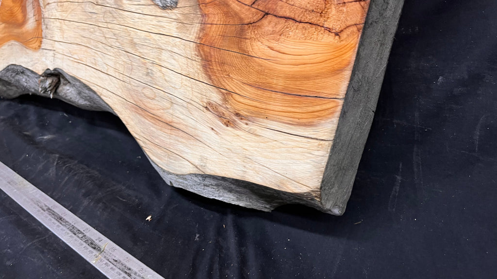 Coffee table top yew, slab, board 837 L x 362 W x 65 D mm    (659)