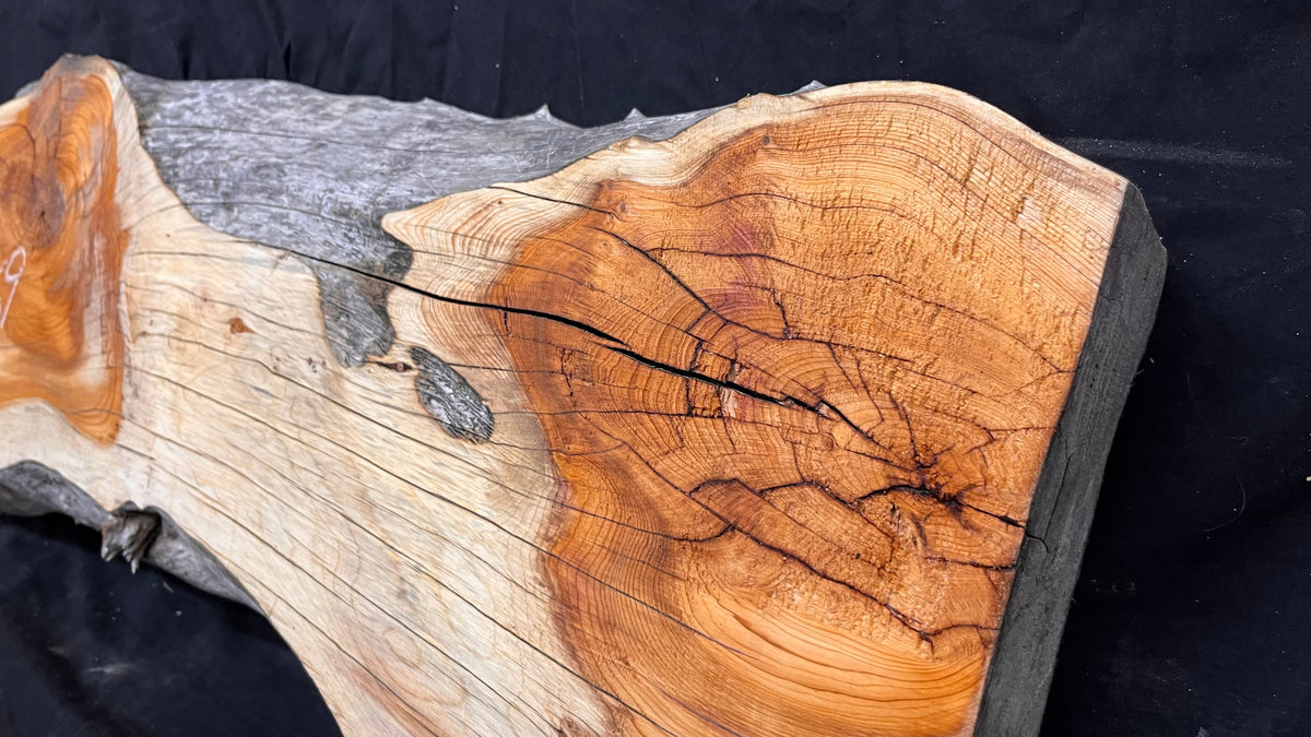 Coffee table top yew, slab, board 837 L x 362 W x 65 D mm    (659)