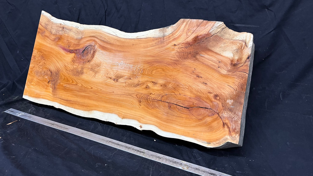 Coffee table top yew, slab, board 837 L x 362 W x 65 D mm    (659)