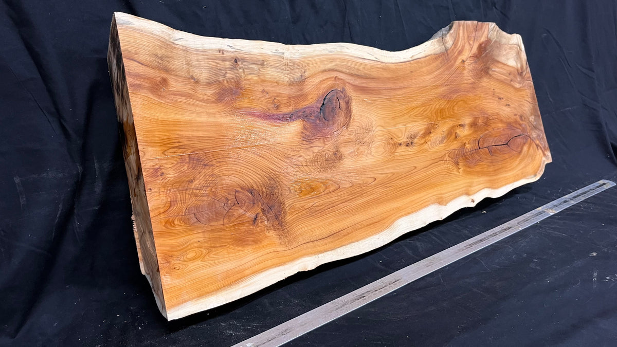 Coffee table top yew, slab, board 837 L x 362 W x 65 D mm    (659)
