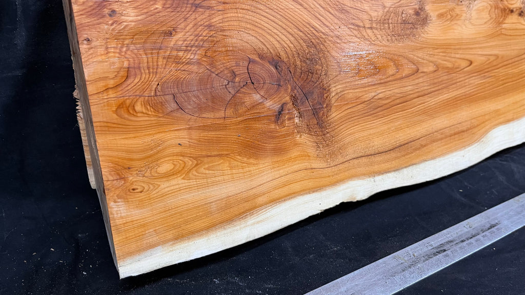 Coffee table top yew, slab, board 837 L x 362 W x 65 D mm    (659)