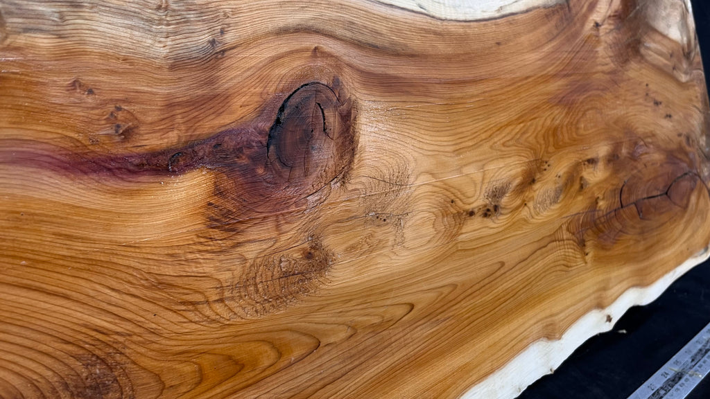 Coffee table top yew, slab, board 837 L x 362 W x 65 D mm    (659)