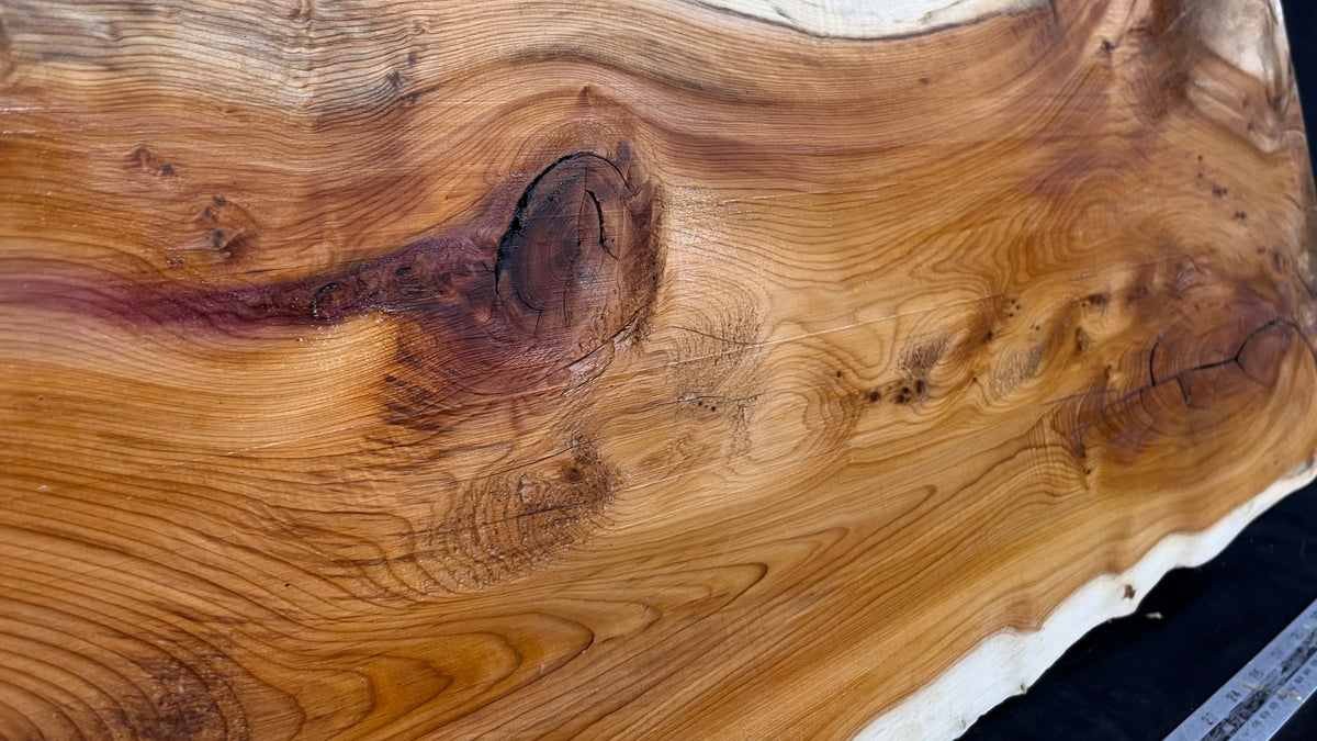 Coffee table top yew, slab, board 837 L x 362 W x 65 D mm    (659)