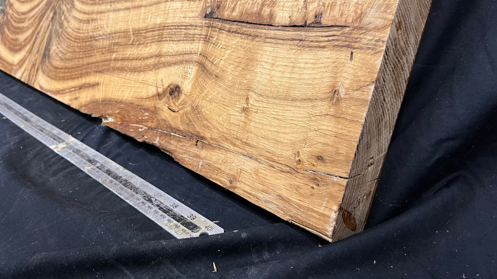 Oak hardwood shelf, plaque, resin table 1230 L x 308 W x 47 D mm     (661)