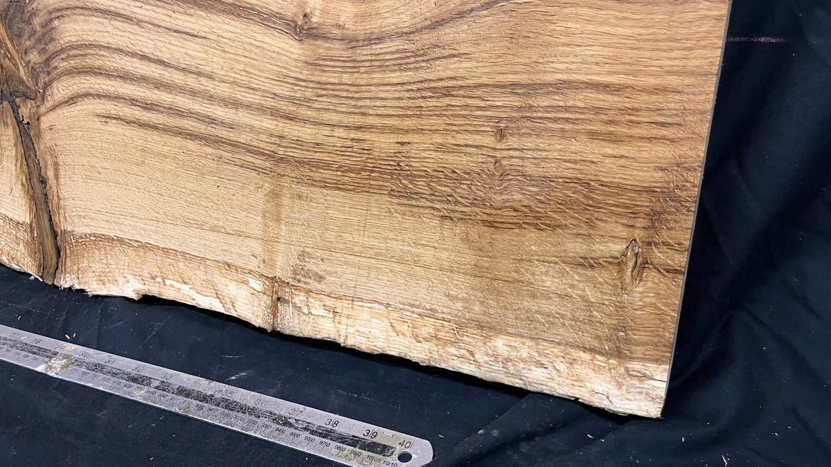 Oak hardwood shelf, plaque, resin table 1230 L x 308 W x 47 D mm     (661)