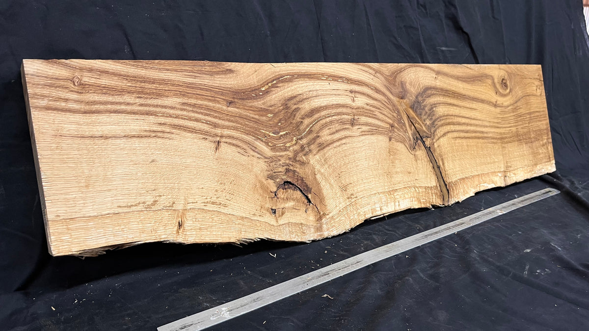 Oak hardwood shelf, plaque, resin table 1230 L x 308 W x 47 D mm     (661)