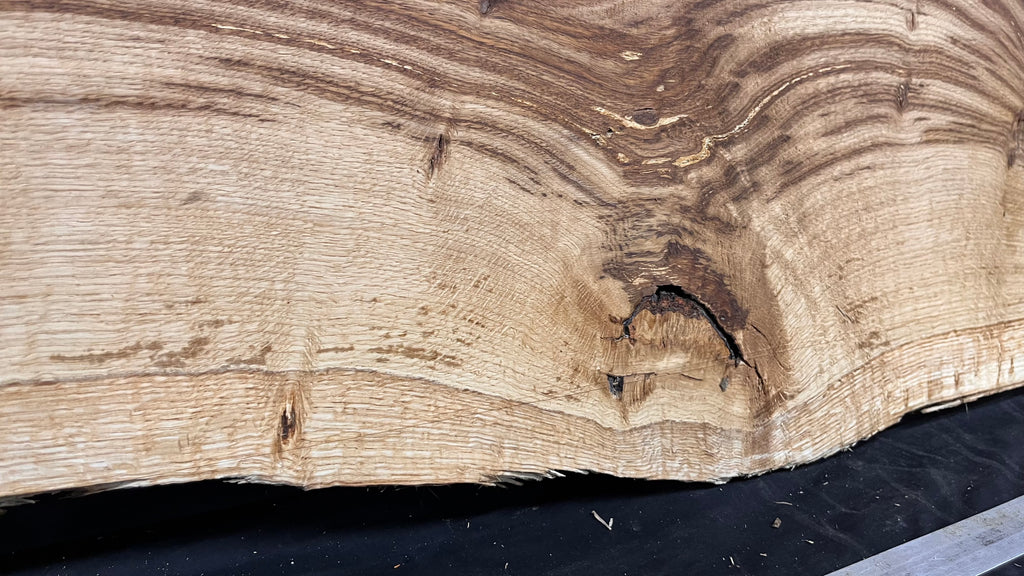 Oak hardwood shelf, plaque, resin table 1230 L x 308 W x 47 D mm     (661)