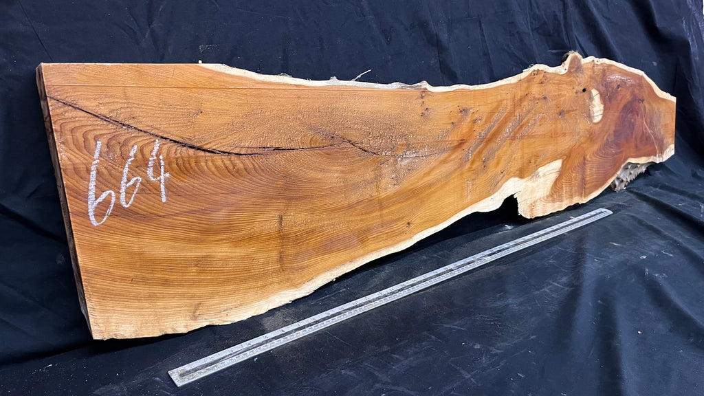 Coffee table top yew, slab, board 1480 L x 348 W x 52 D mm    (664)